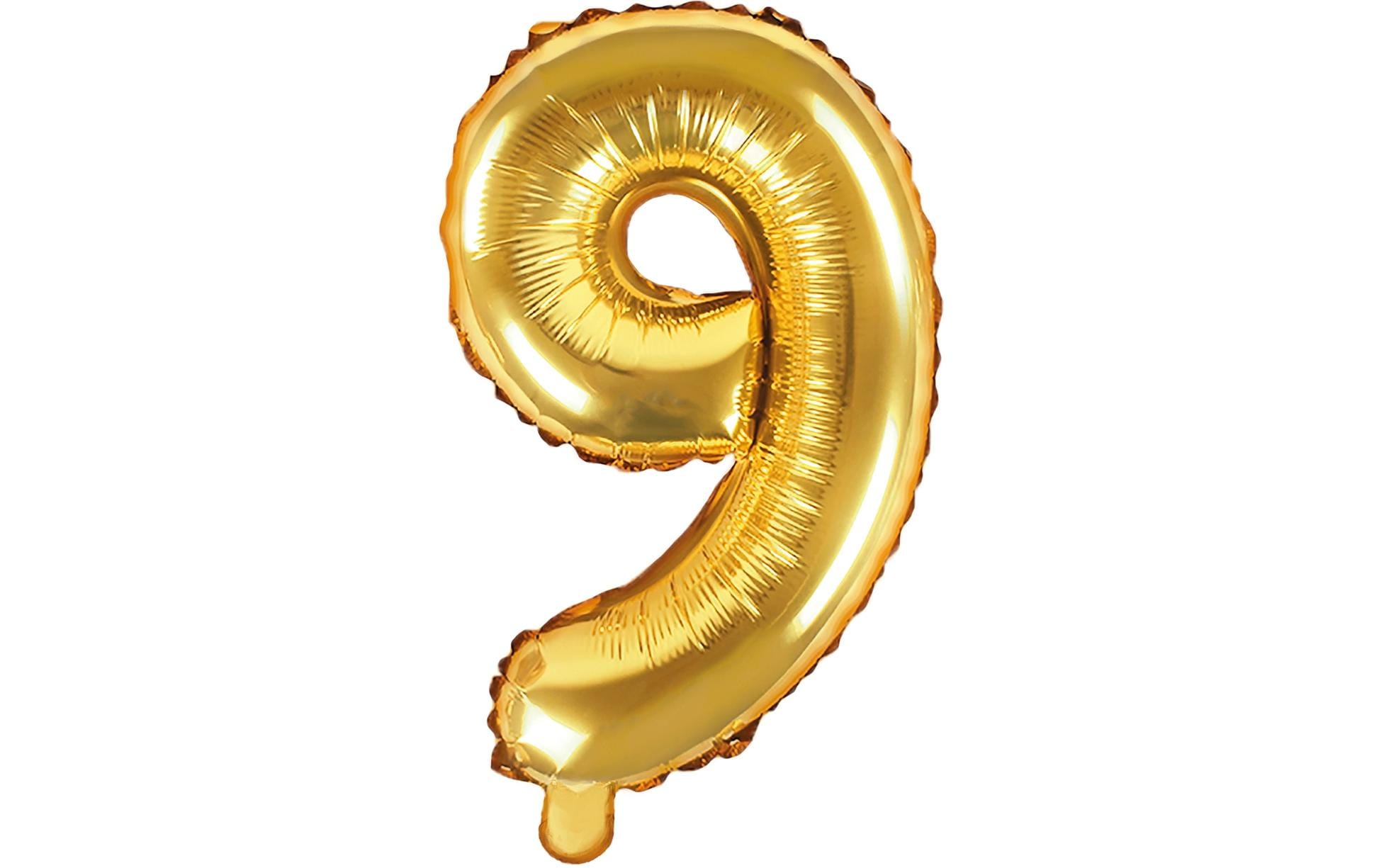 PartyDeco Folienballon Zahl 9 – Gold – 35 cm – Folie – 1 Stk
