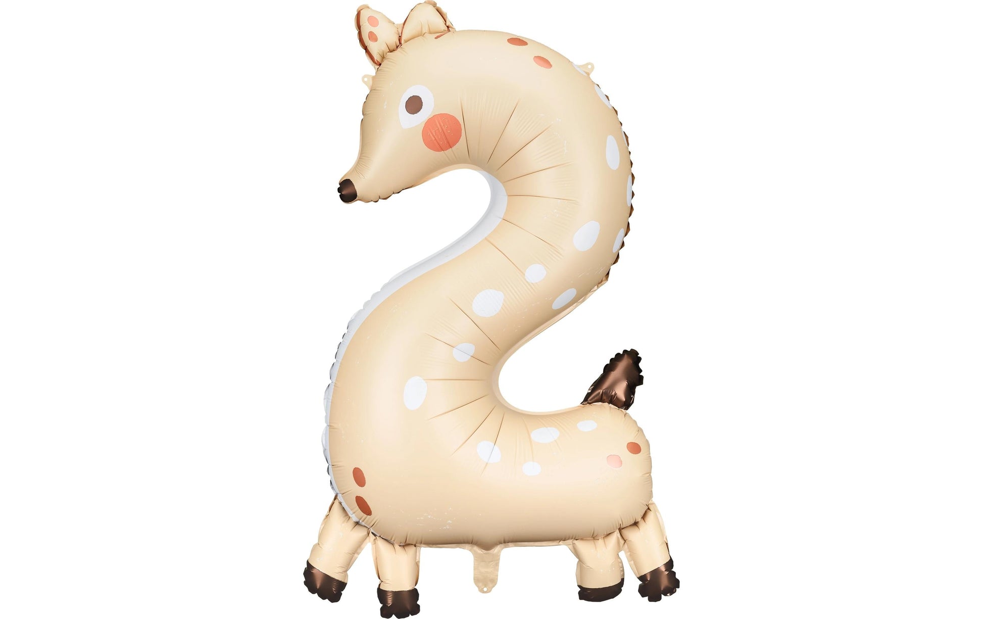 PartyDeco Folienballon Zahl 2 Reh – braun – 65 × 102 cm – Folie – 1 Stk