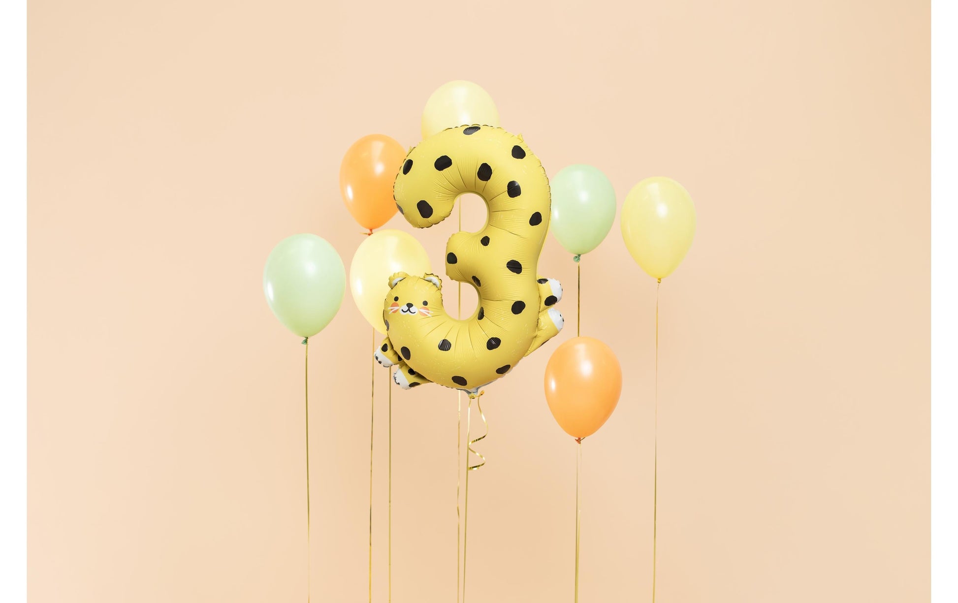 PartyDeco Folienballon Zahl 3 Gepard – Schwarz – 68 × 98 cm – 1 Stk
