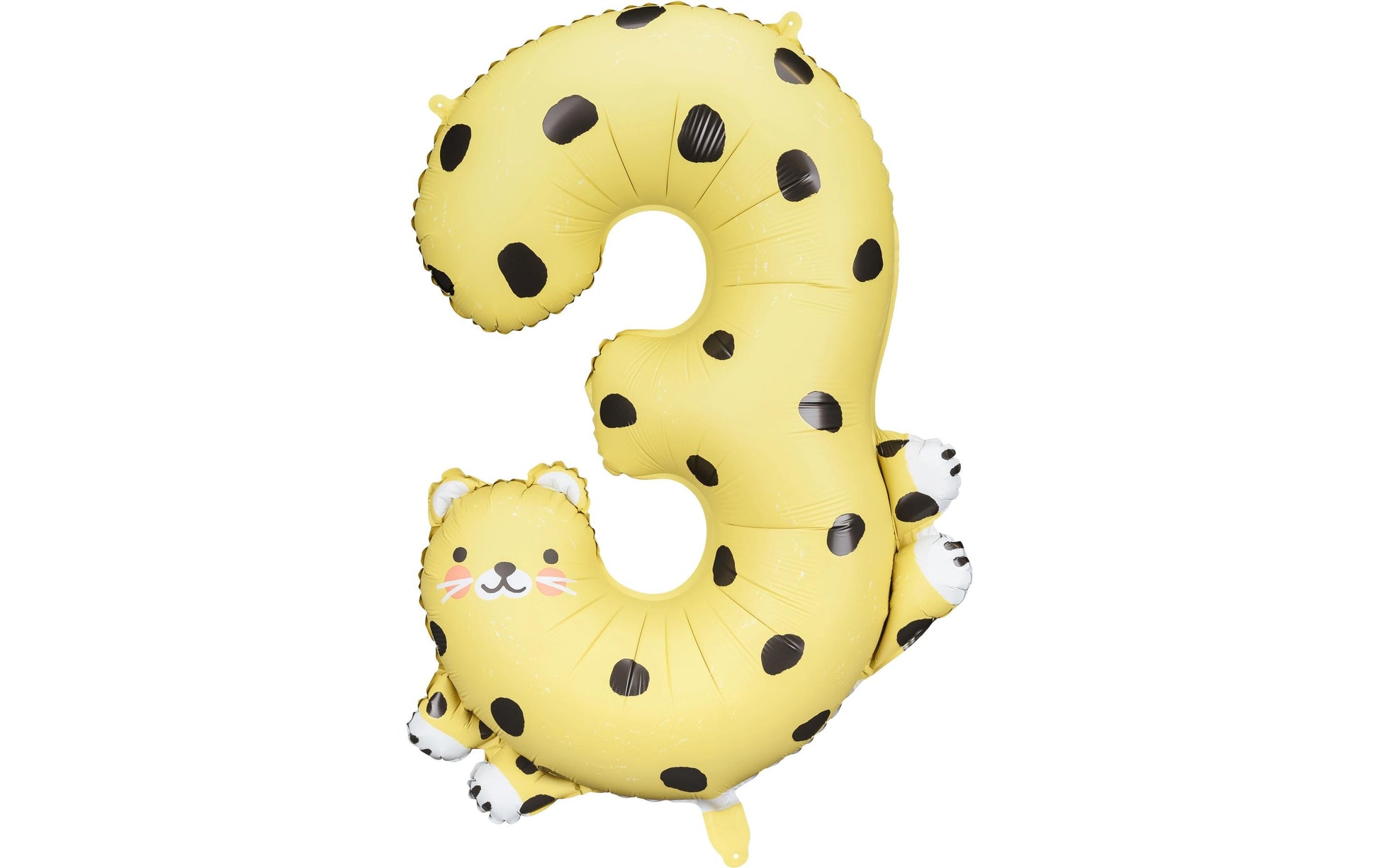 PartyDeco Folienballon Zahl 3 Gepard – Schwarz – 68 × 98 cm – 1 Stk