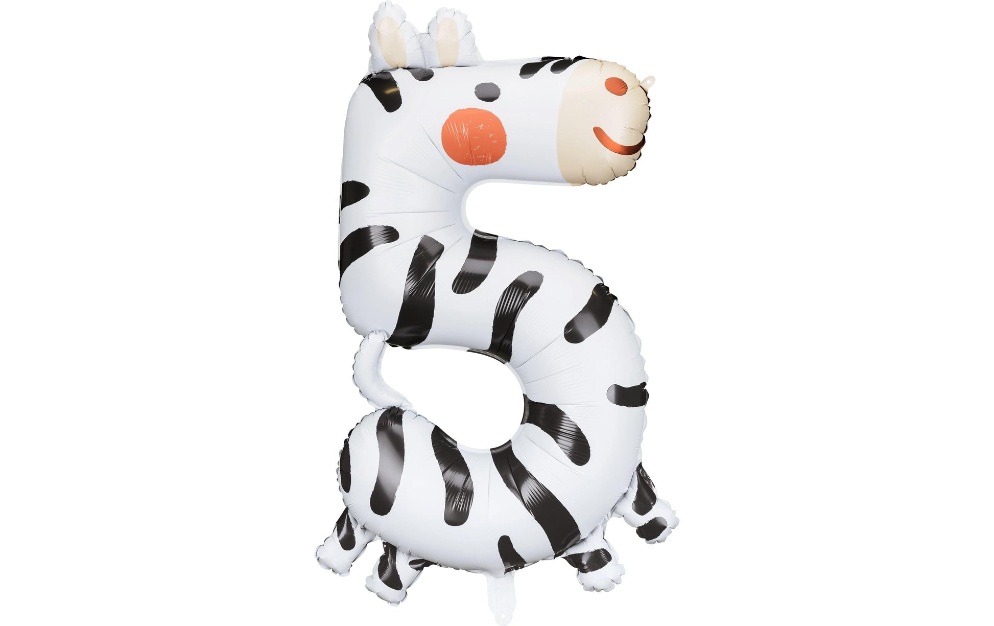 PartyDeco Folienballon Zahl 5 Zebra – mehrfarbig – 68 × 98 cm – 1 Stk