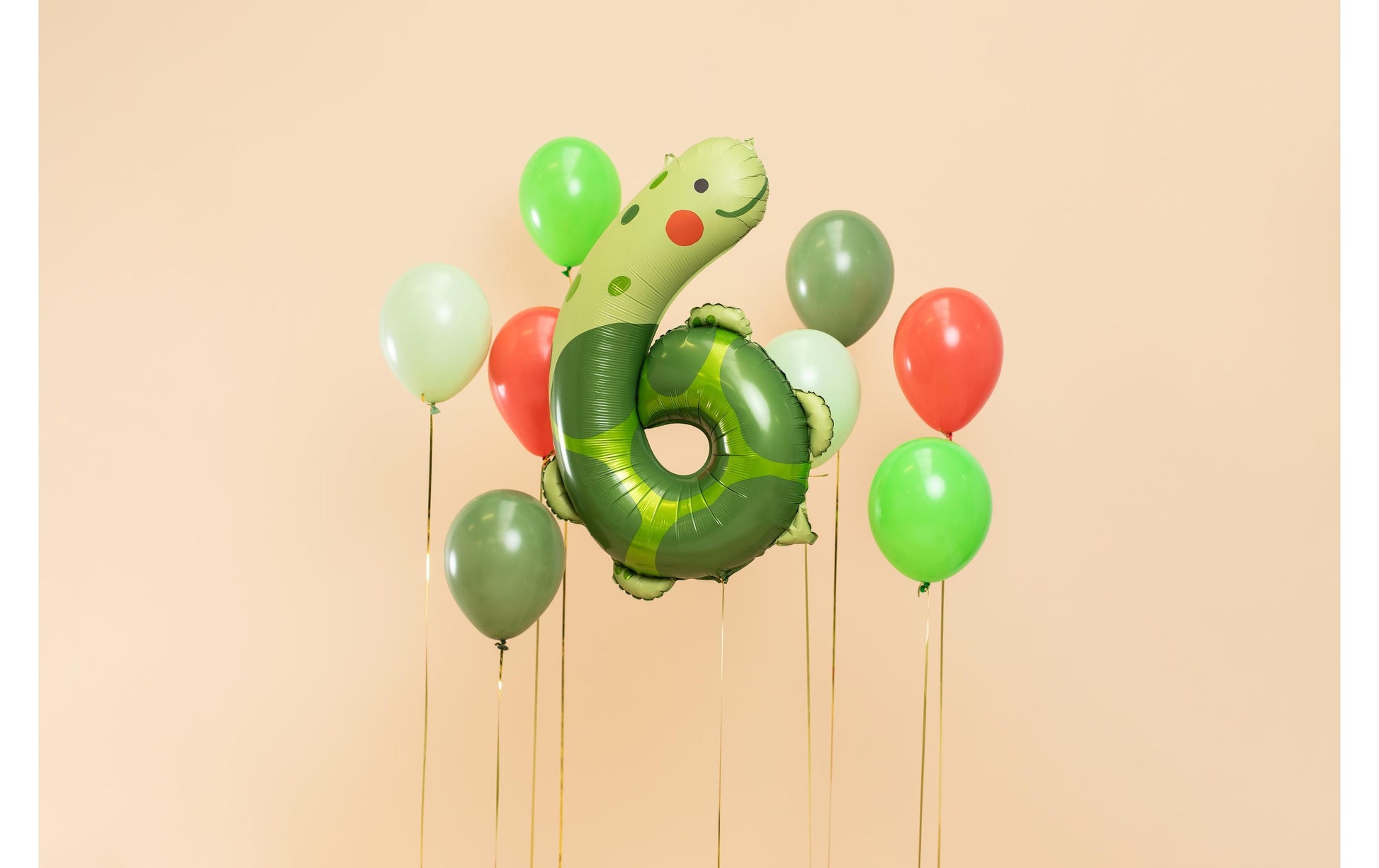 PartyDeco Folienballon Zahl 6 Schildkröte – Grün – 75 × 96 cm – Folie – 1 Stk
