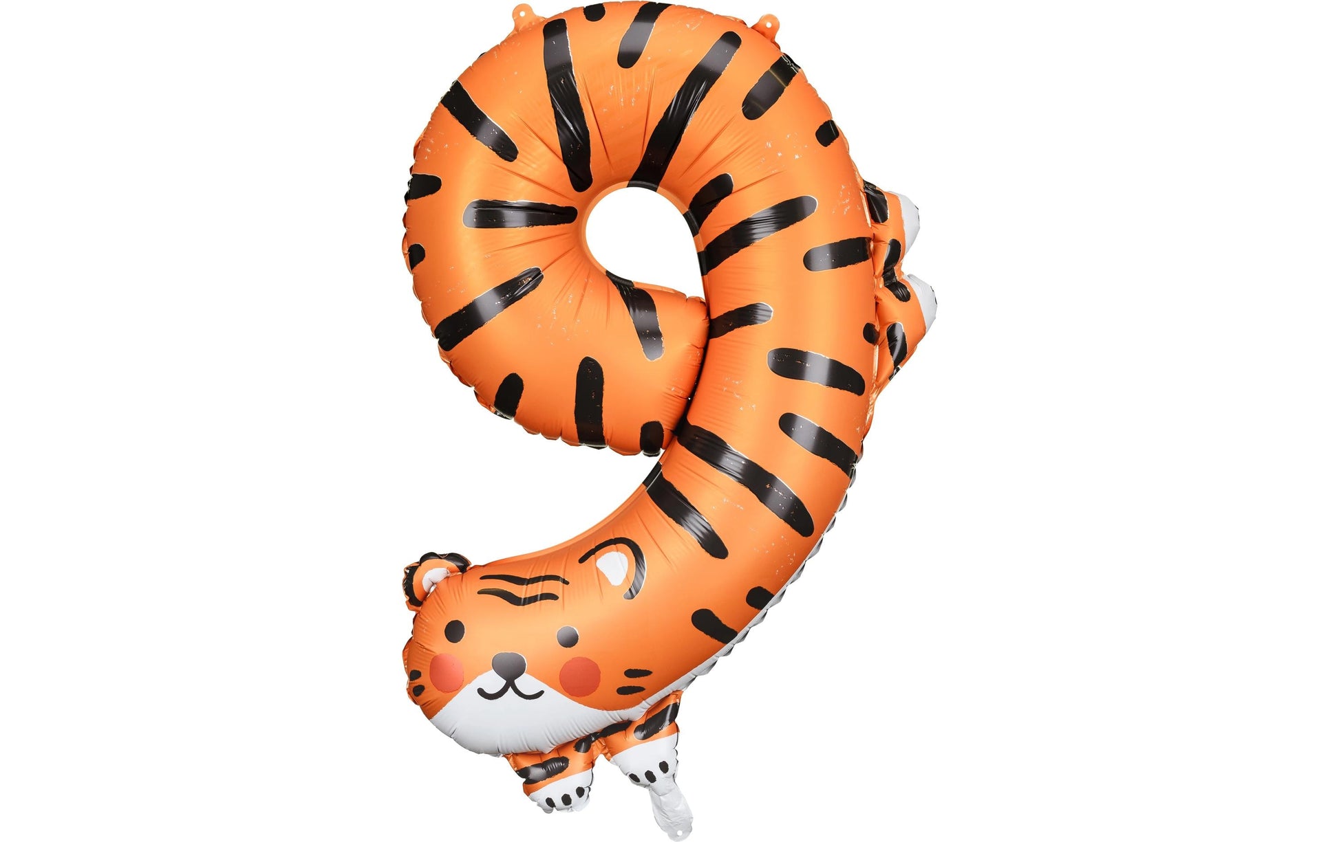 PartyDeco Folienballon Zahl 9 Tiger – Orange – 64 × 87 cm – Folie – 1 Stück – Auch mit Helium befüllbar