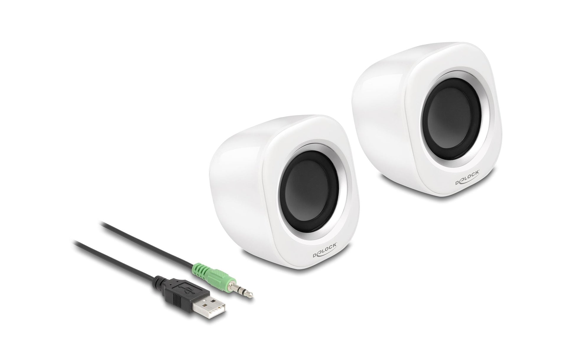 DeLOCK 27008 – PC-Lautsprecher – 2.0, 2 W, 3,5 mm, Weiss