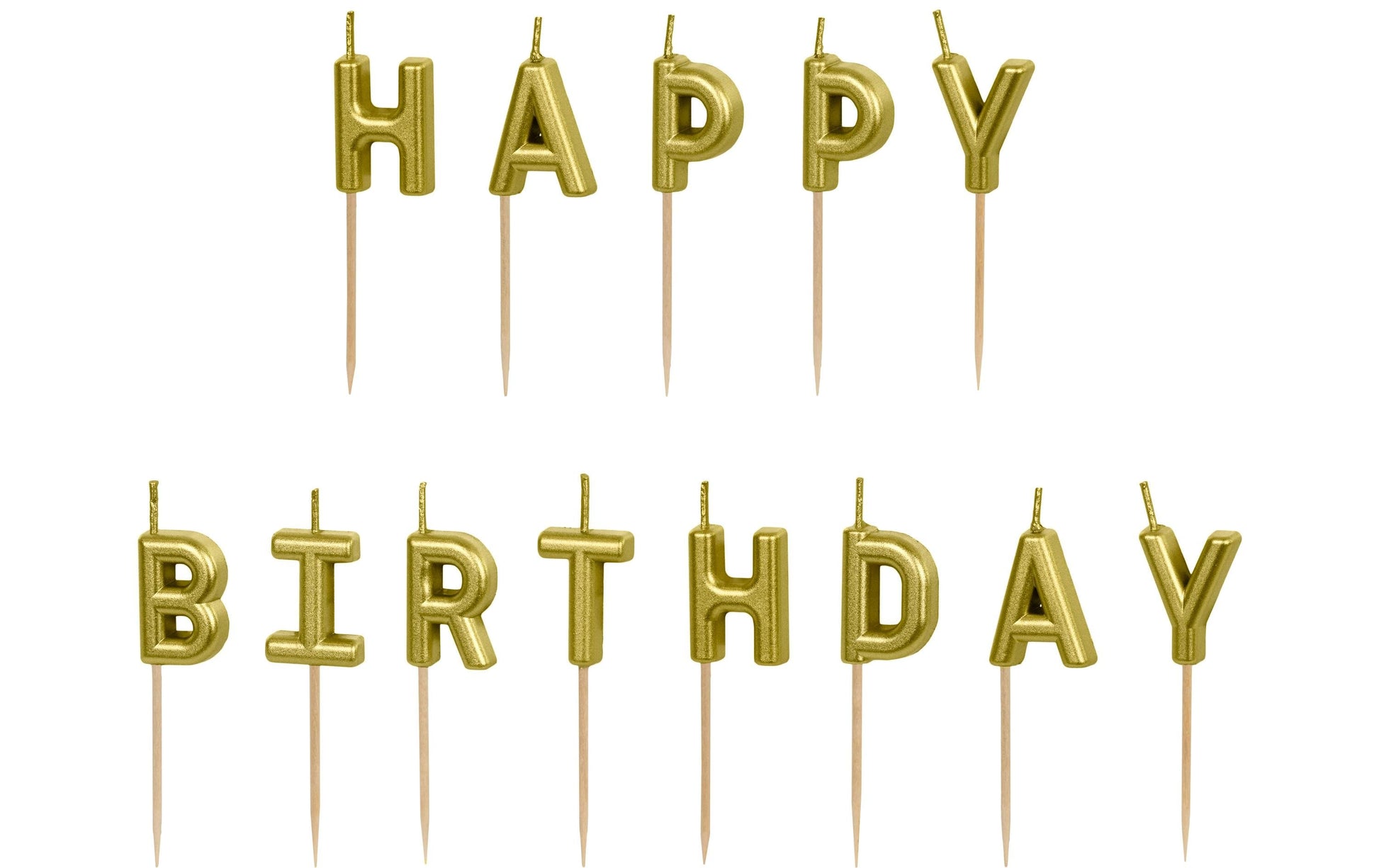 PartyDeco Geburtstagskerzen Happy Birthday – Gold – 2,5 cm – 13 Stk