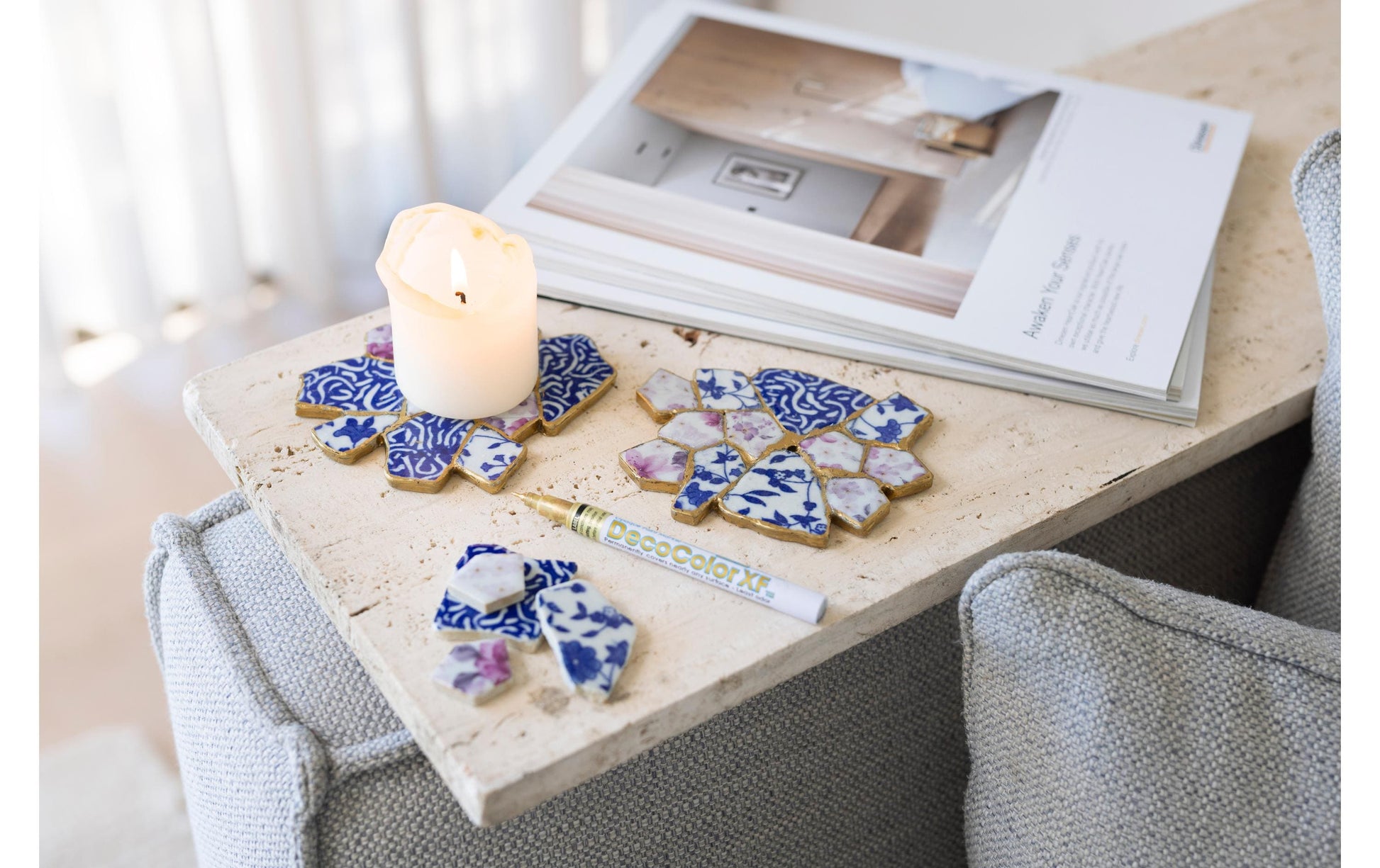 Creativ Company Kintsugi – Knete-/Modelliermasse-Set – Porzellan-Untersetzer – Mehrfarbig