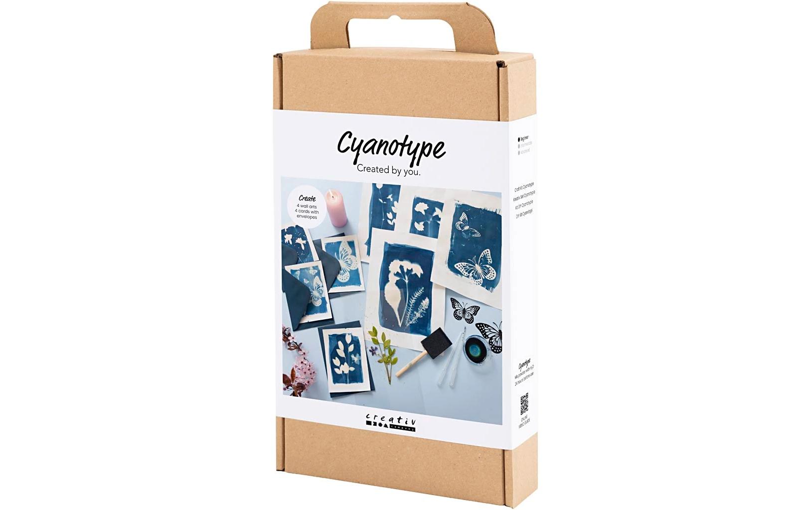 Creativ Company Bastelset – Cyanotypie – inkl. Cyanotypie-Pulver, Papier, Schablonen & Zubehör