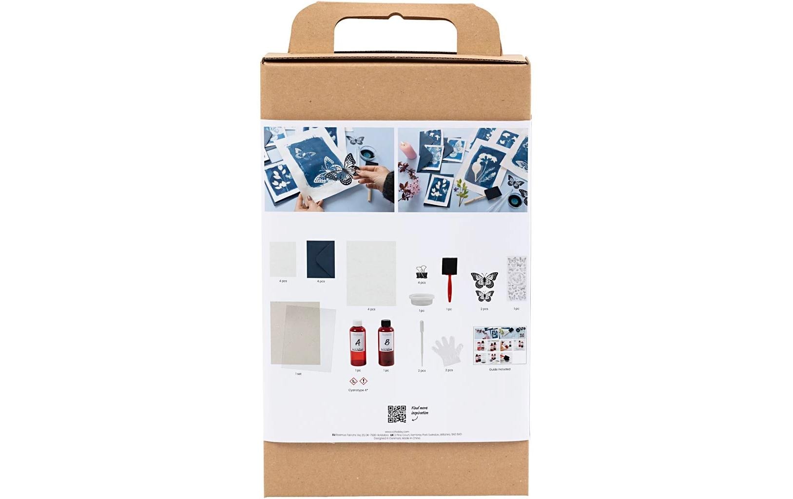 Creativ Company Bastelset – Cyanotypie – inkl. Cyanotypie-Pulver, Papier, Schablonen & Zubehör