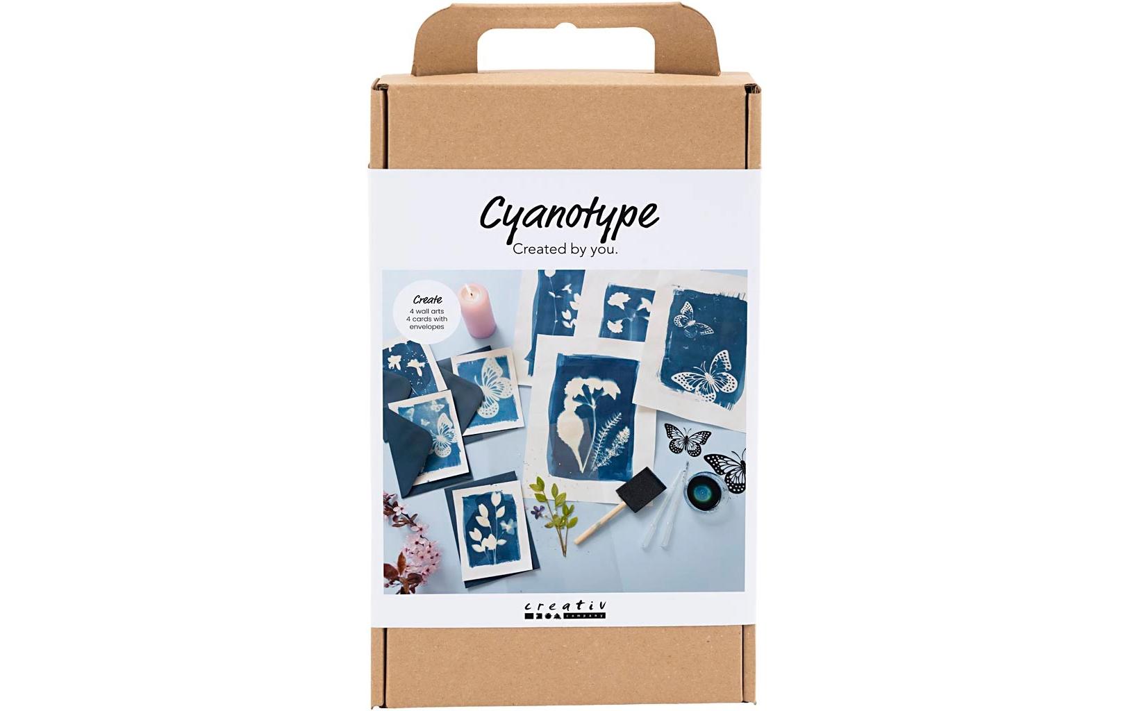 Creativ Company Bastelset – Cyanotypie – inkl. Cyanotypie-Pulver, Papier, Schablonen & Zubehör