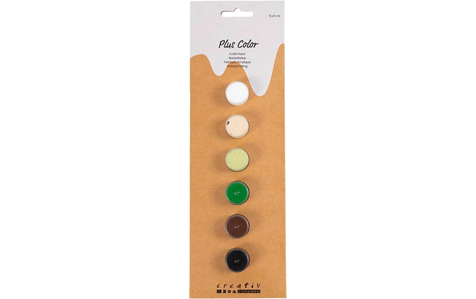 Creativ Company Hobbyfarbe Plus Color Acrylfarbe – 6 Farben, seidenmatt – 6×5 ml (30 ml)