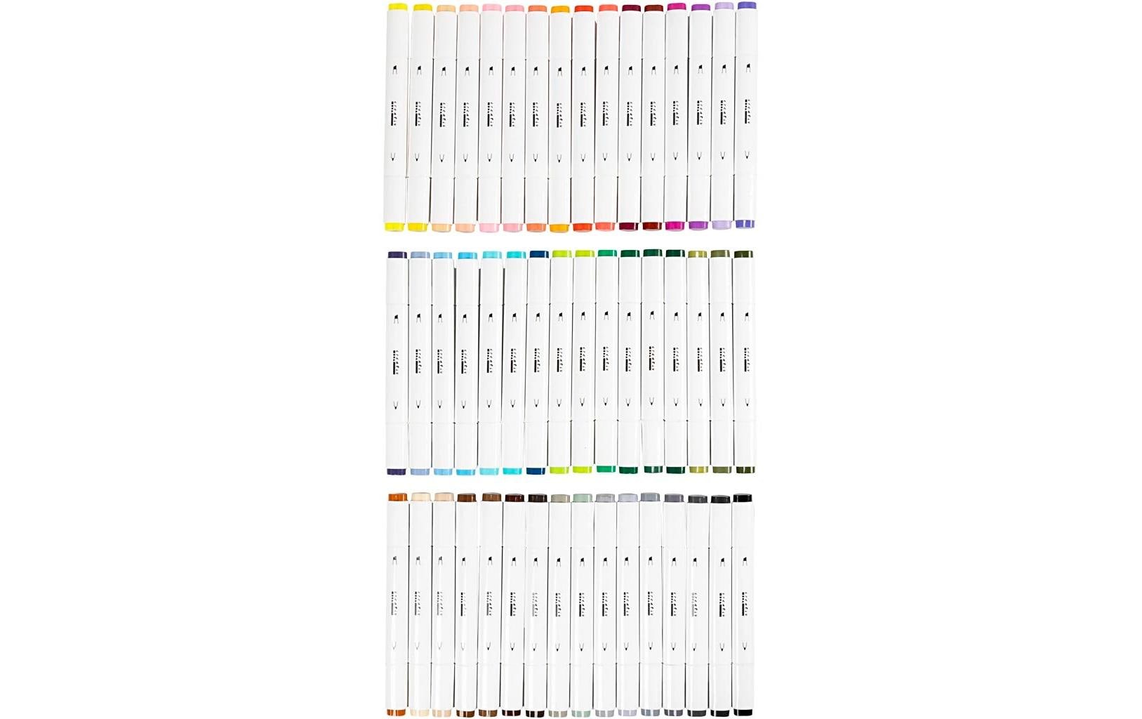 Creativ Company Kreativ-/Pigmentmarker – Keilspitze 8 mm, 48 Farben, 48 Stk., schnell trocknend – für Papier