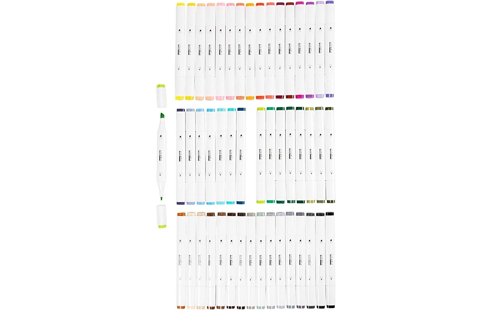 Creativ Company Kreativ-/Pigmentmarker – Keilspitze 8 mm, 48 Farben, 48 Stk., schnell trocknend – für Papier