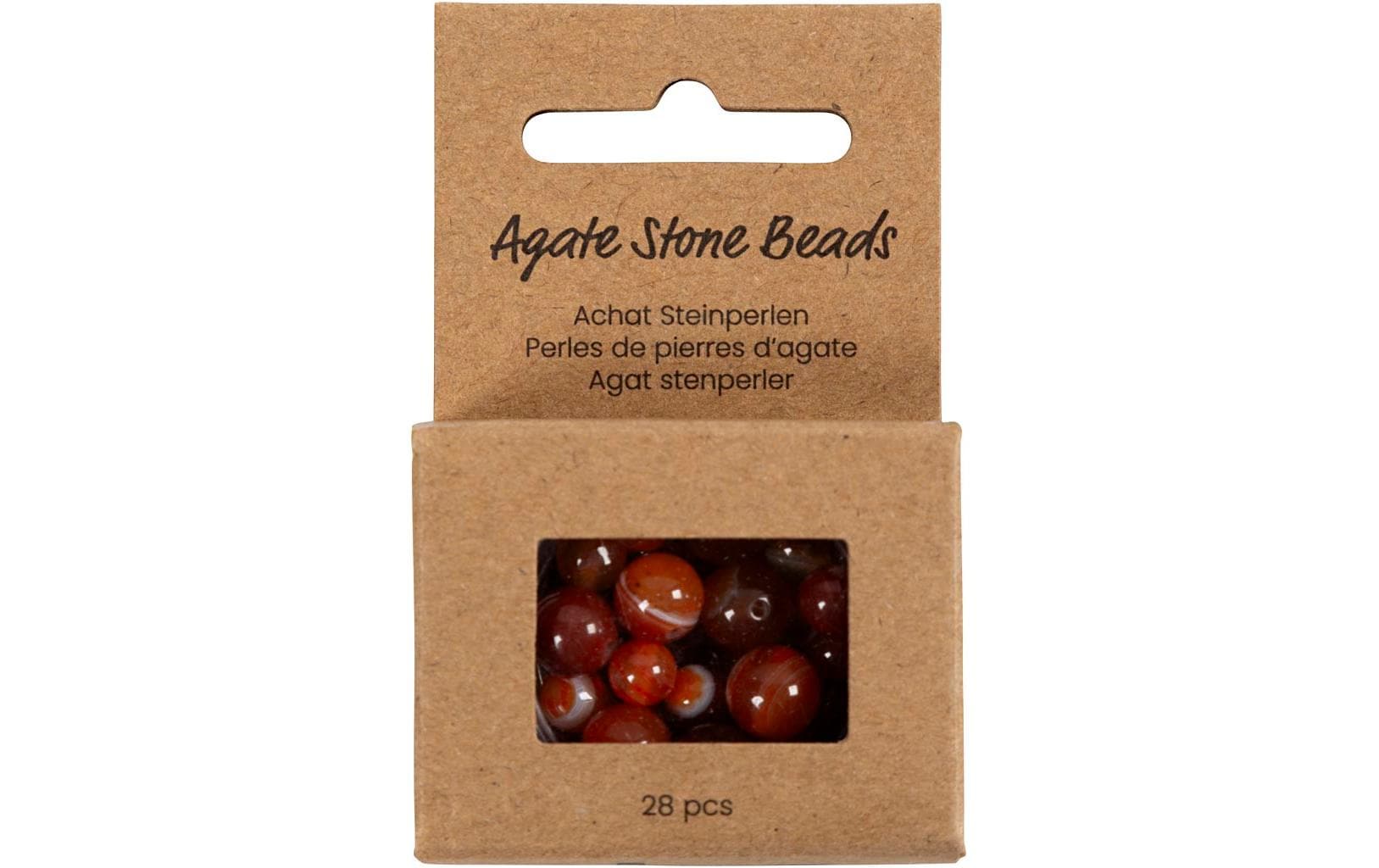 Creativ Company Achatperlen – Orange – Ø 8 mm, Loch 0,9 mm – 25 Stk.