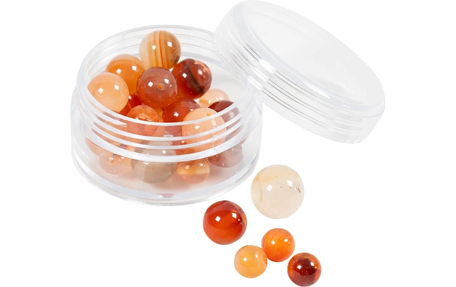 Creativ Company Perlenset, rund, Achat – hellbraun – Ø 8 mm, Loch 0,9 mm – 25 Stk.