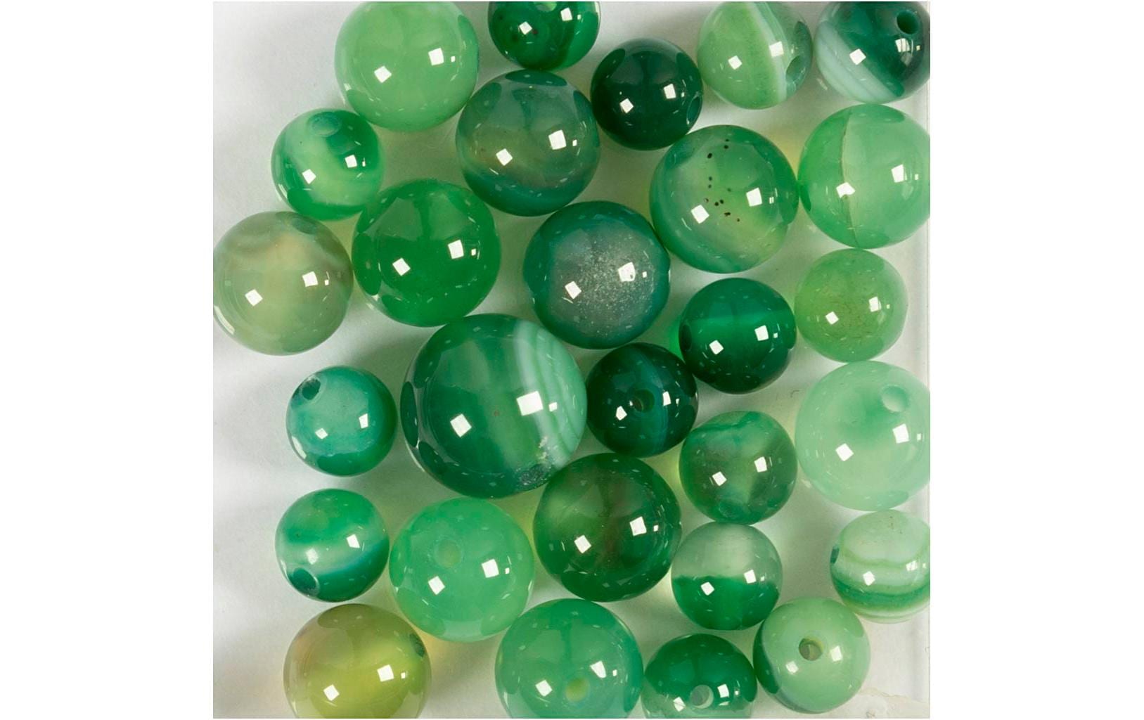Creativ Company Achatperlen, rund – grün – Ø 8 mm, Loch 0,9 mm – 25 Stk.