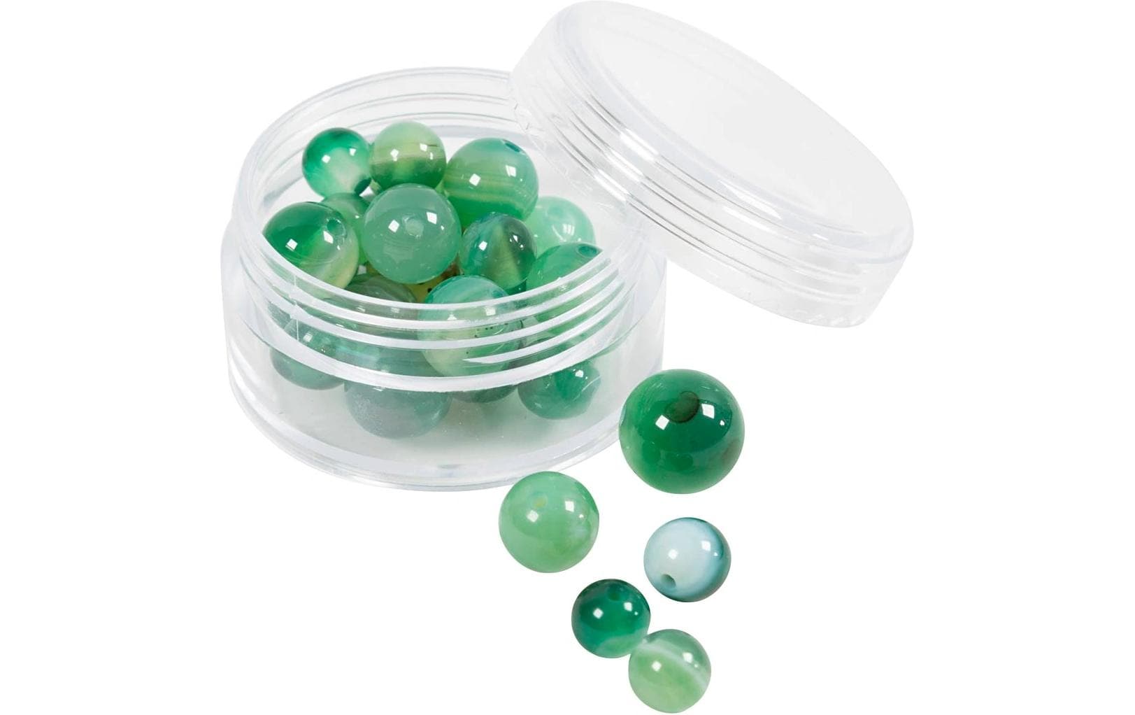 Creativ Company Achatperlen, rund – grün – Ø 8 mm, Loch 0,9 mm – 25 Stk.