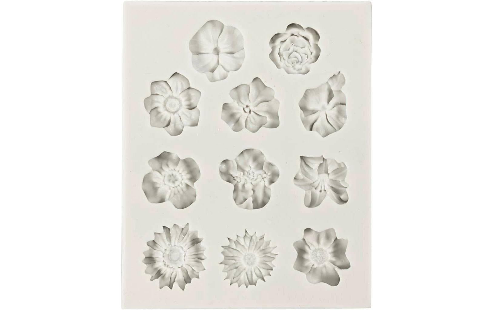 Creativ Company Giessform – Blumen – Silikon – Formhöhe 5 mm – 11 Formen – für Seife, Kerzen & Schmuck