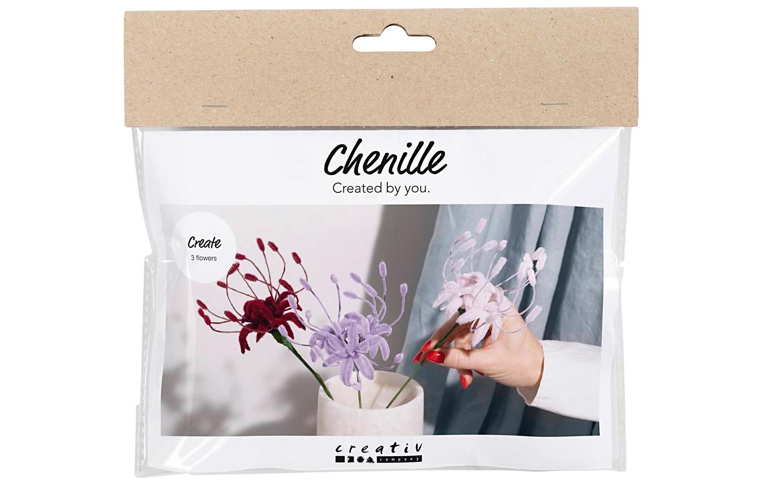 Creativ Company Mini Bastelset - Blumen aus Pfeifenreinigern (Chenille, Blumenstieldraht, florales Klebeband)
