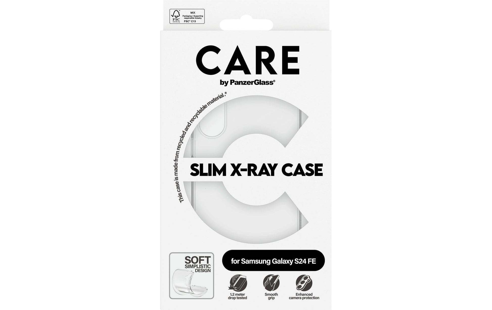 PanzerGlass CARE – Backcover – für Samsung Galaxy S24 FE, Kunststoff, transparent, bis 1,2 m sturzsicher