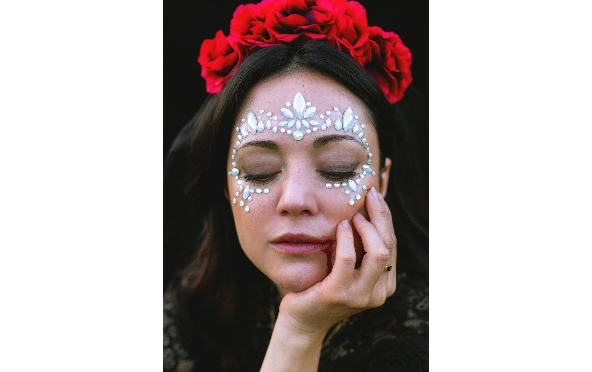 PartyDeco Face-Art Sticker Kristalle – Silber – 180 × 140 mm – 1 Paar
