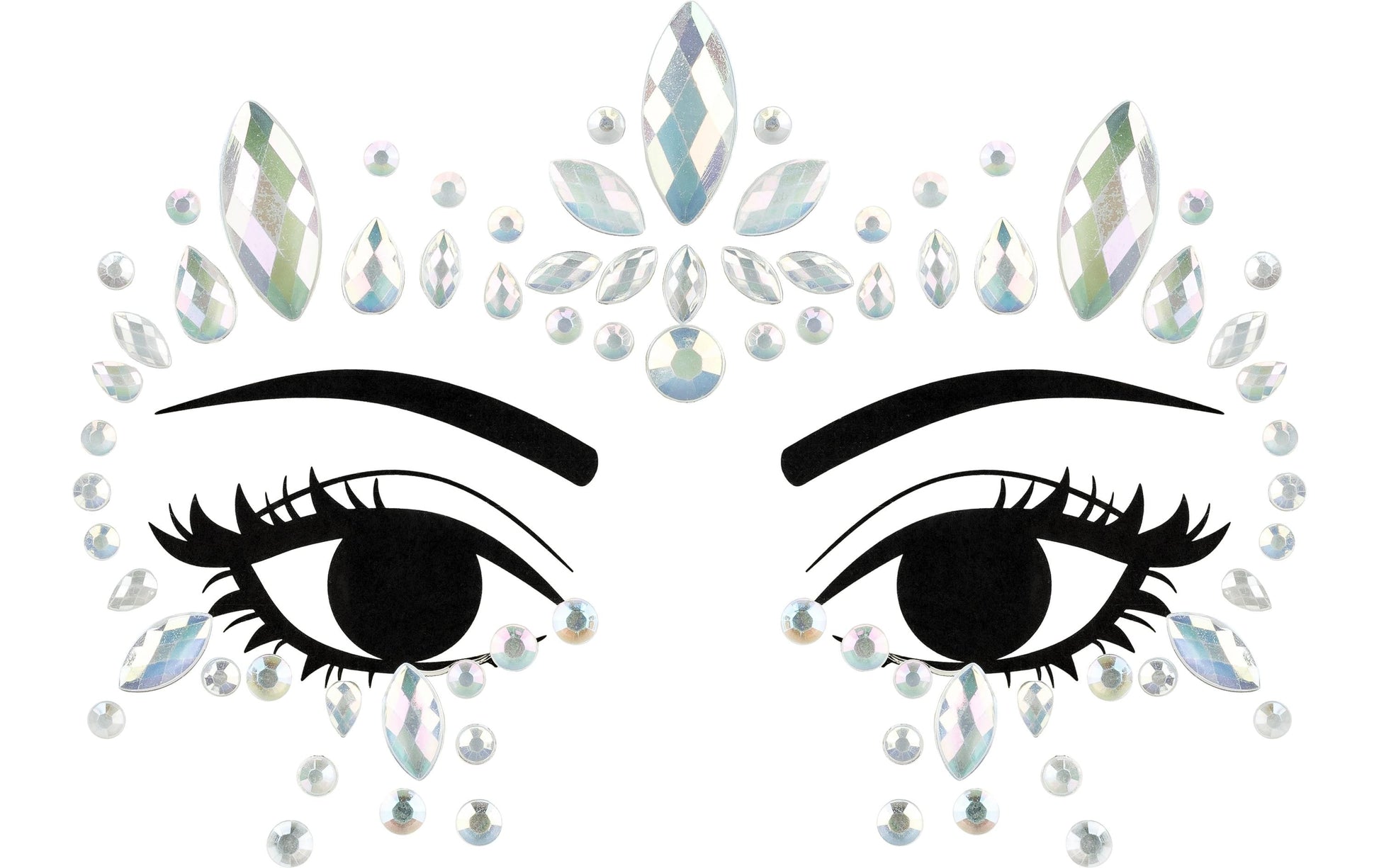 PartyDeco Face-Art Sticker Kristalle – Silber – 180 × 140 mm – 1 Paar