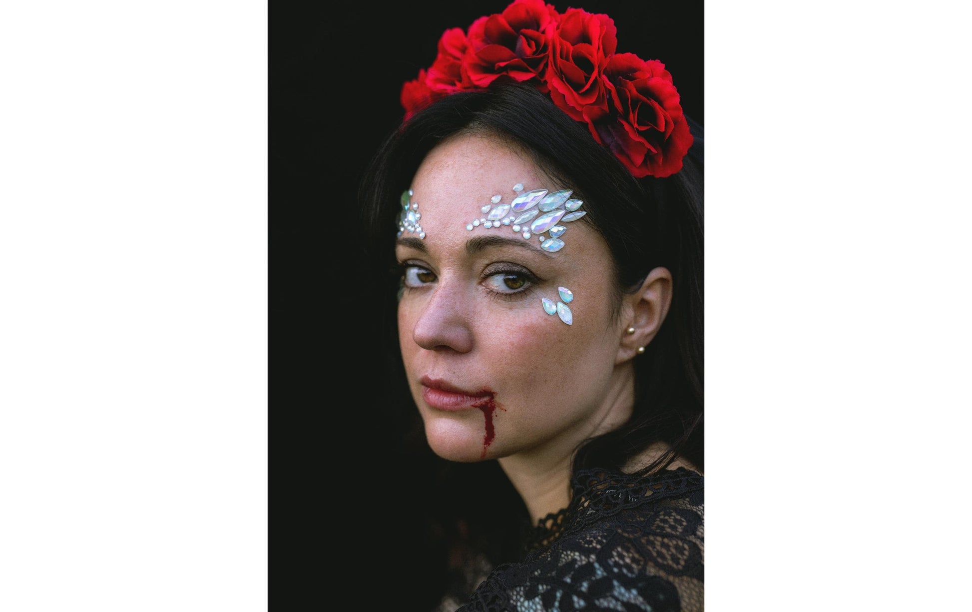 PartyDeco Face Art Sticker Kristalle – selbstklebend, leuchten im Dunkeln – 14 × 8,5 cm – 1 Paar, silber – Acr