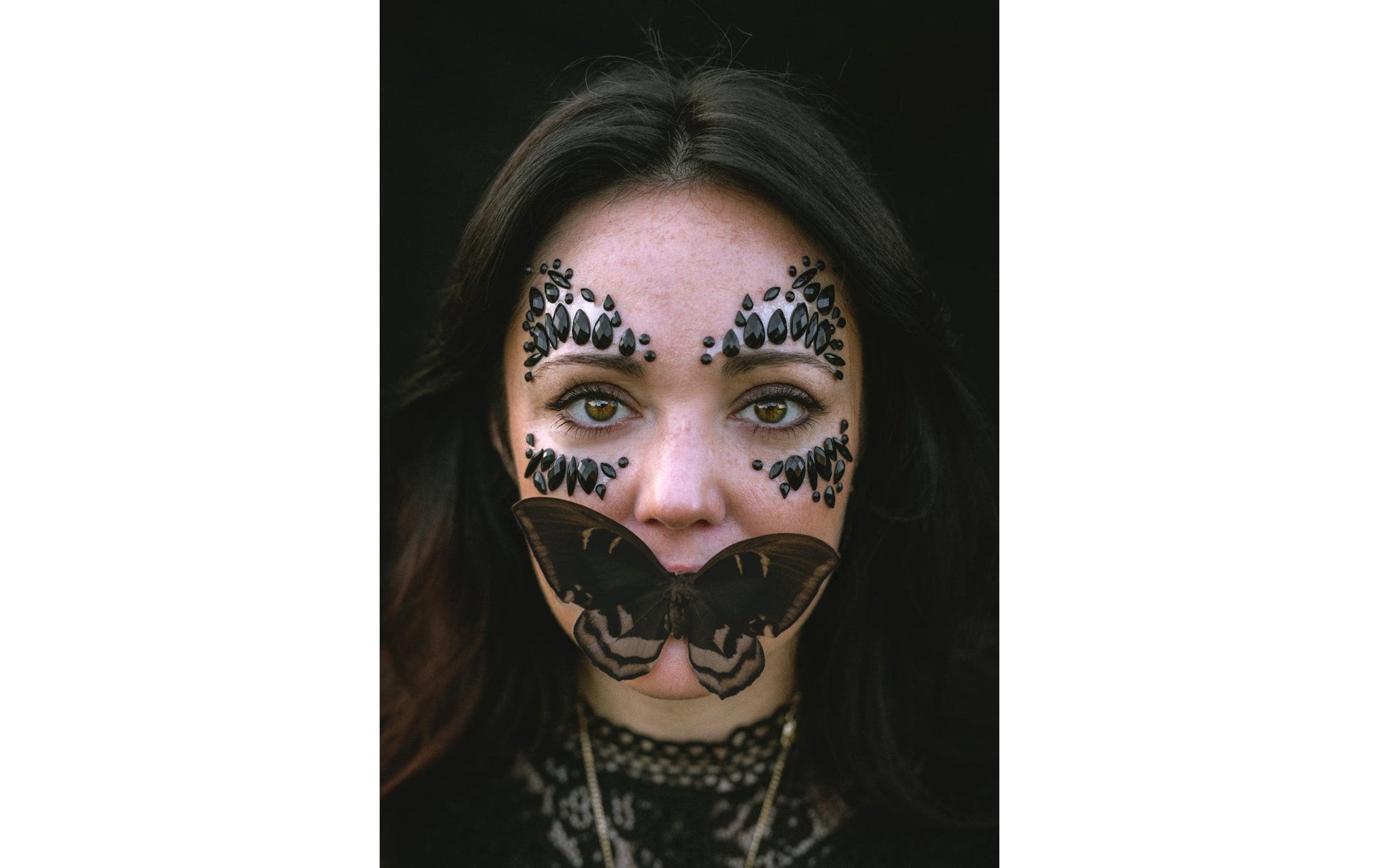 PartyDeco Face Art Sticker Kristalle – Schwarz – 1 Paar – Acryl