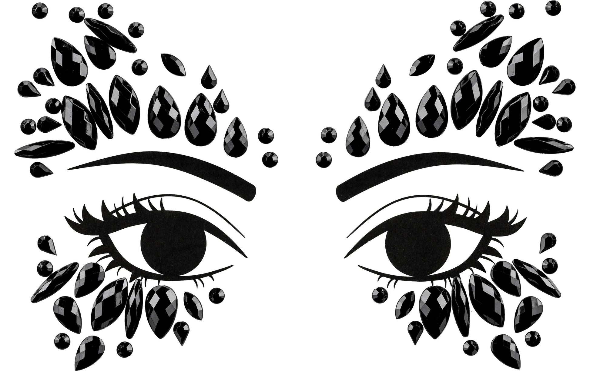 PartyDeco Face Art Sticker Kristalle – Schwarz – 1 Paar – Acryl
