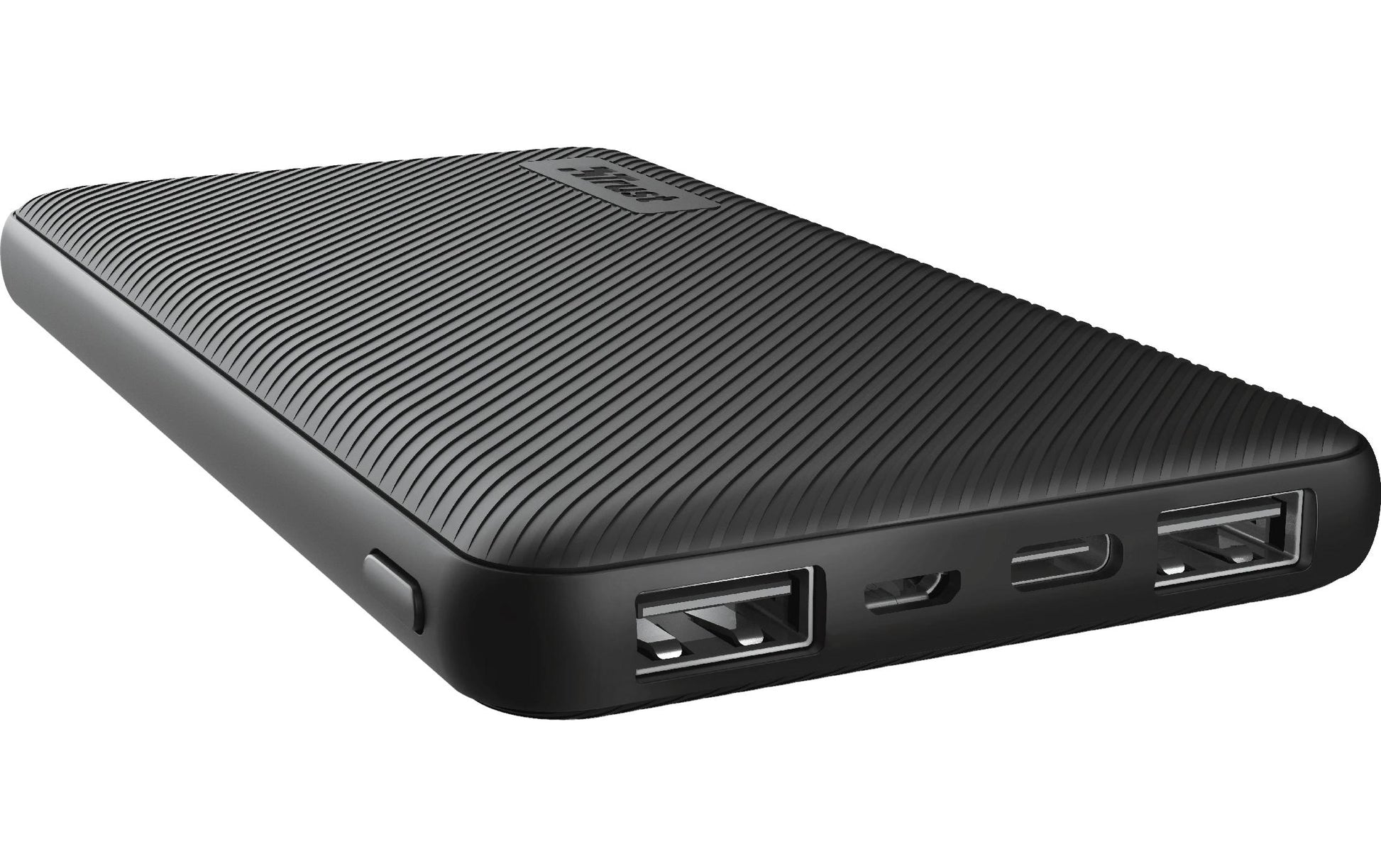 Trust Powerbank 10000 mAh, PD 15 W, 2× USB-A, 1× USB-C, für Smartphones und Tablets, Schwarz
