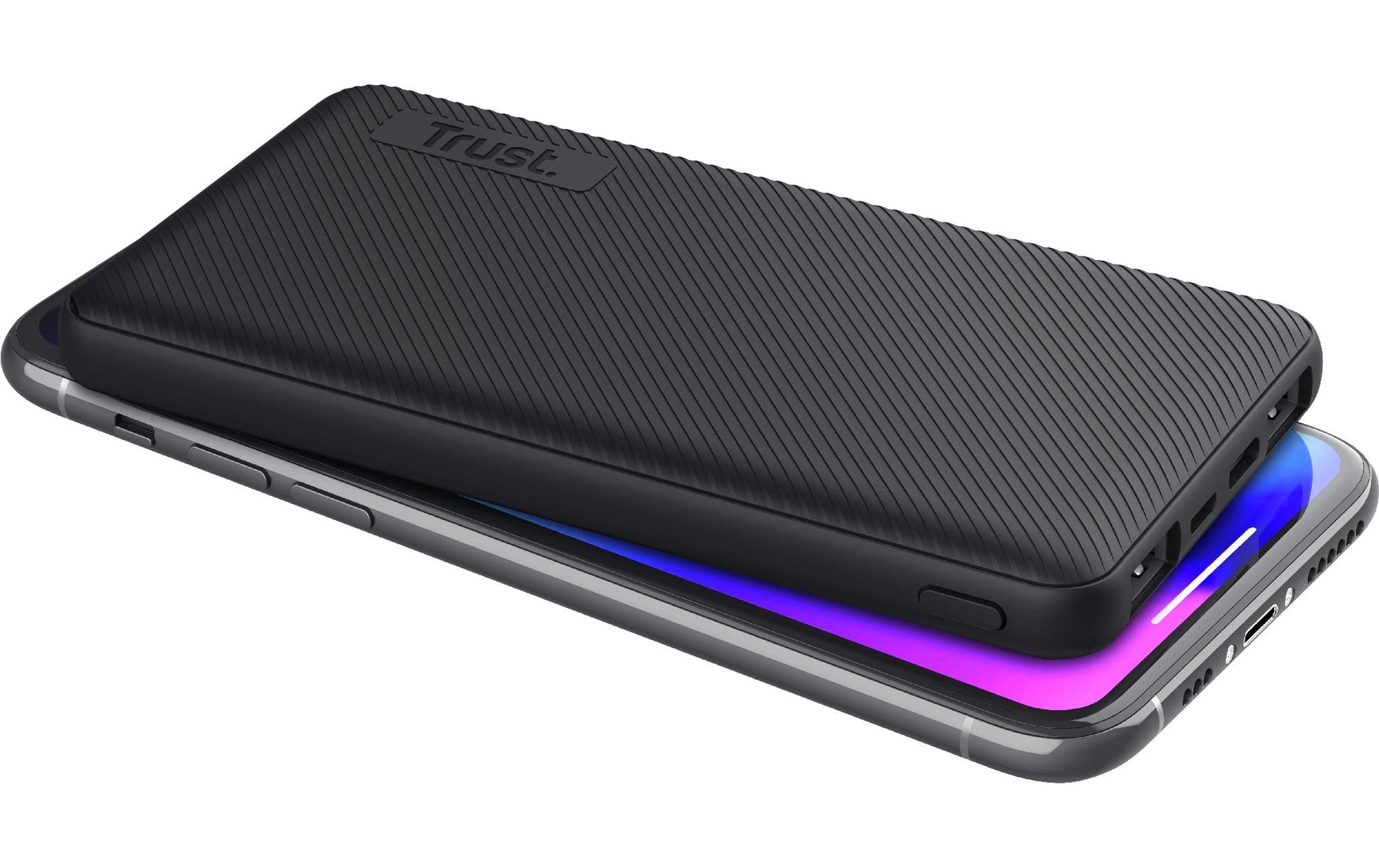 Trust Powerbank 10000 mAh, PD 15 W, 2× USB-A, 1× USB-C, für Smartphones und Tablets, Schwarz