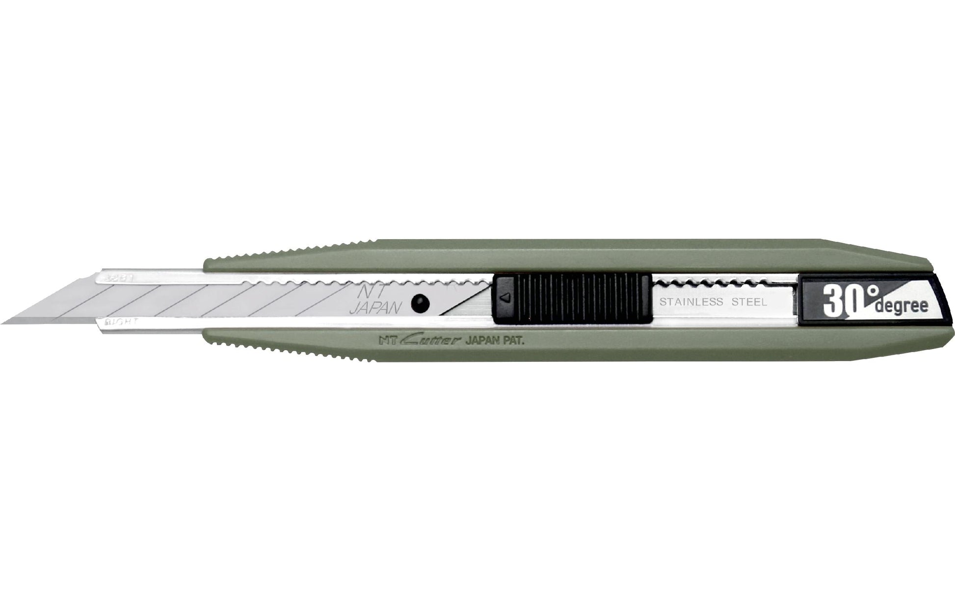 NT Cutter AR30D-LG – Abbrechmesser 9 mm, einziehbar, Edelstahlgriff, grün