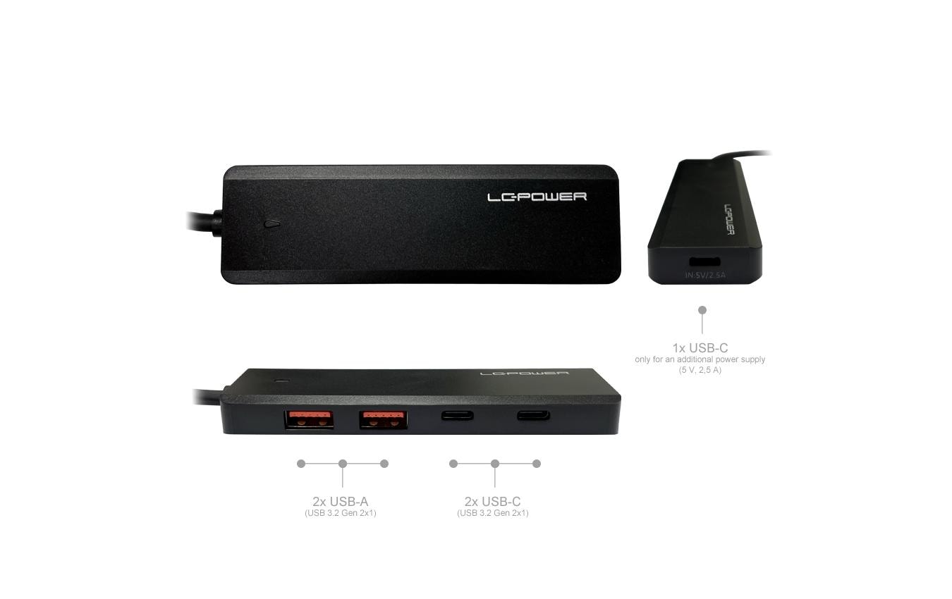 LC-Power LC-HUB-U3-4-C USB-Hub – USB-A, 4× USB-A, 1× USB-C, für universelle Geräte