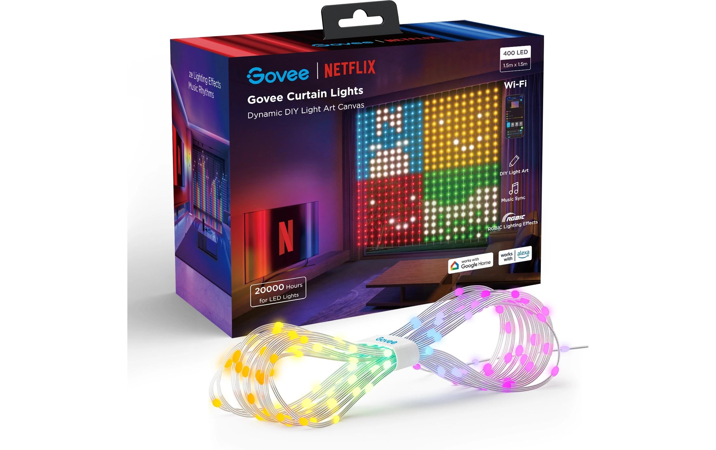 Govee System Decor Vorhang Erweiterung – Netzbetrieb – für System Decor – 400 LEDs, dimmbar, inkl. Netzteil