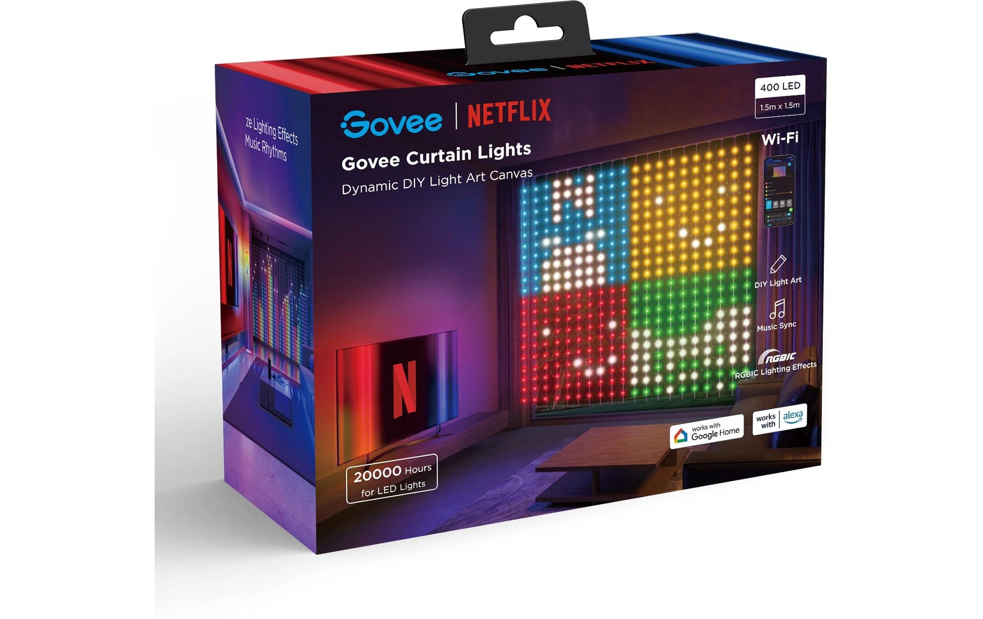 Govee System Decor Vorhang Erweiterung – Netzbetrieb – für System Decor – 400 LEDs, dimmbar, inkl. Netzteil