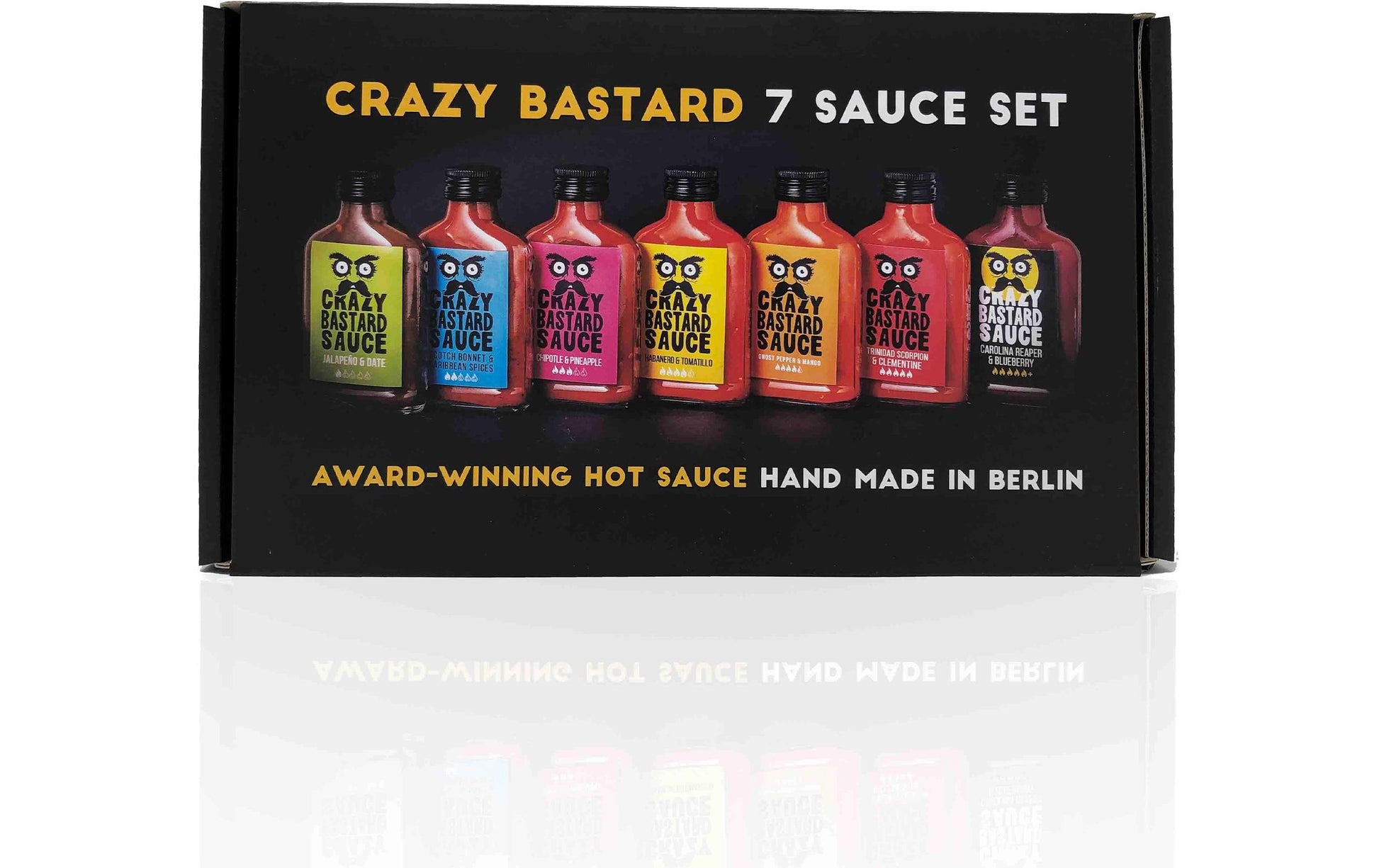 Crazy Bastard Sauce Chilisauce Geschenk-Set – 7×100 ml