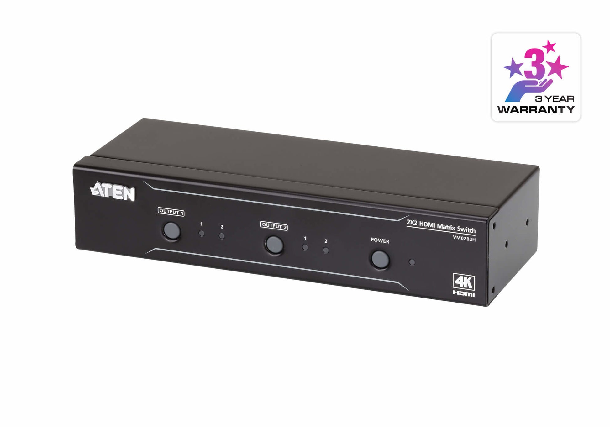 ATEN VM0202H – HDMI Matrix 2×2, 4K@60 Hz, 15 m, 3D, Deep Color, HDCP 1.4, Schwarz