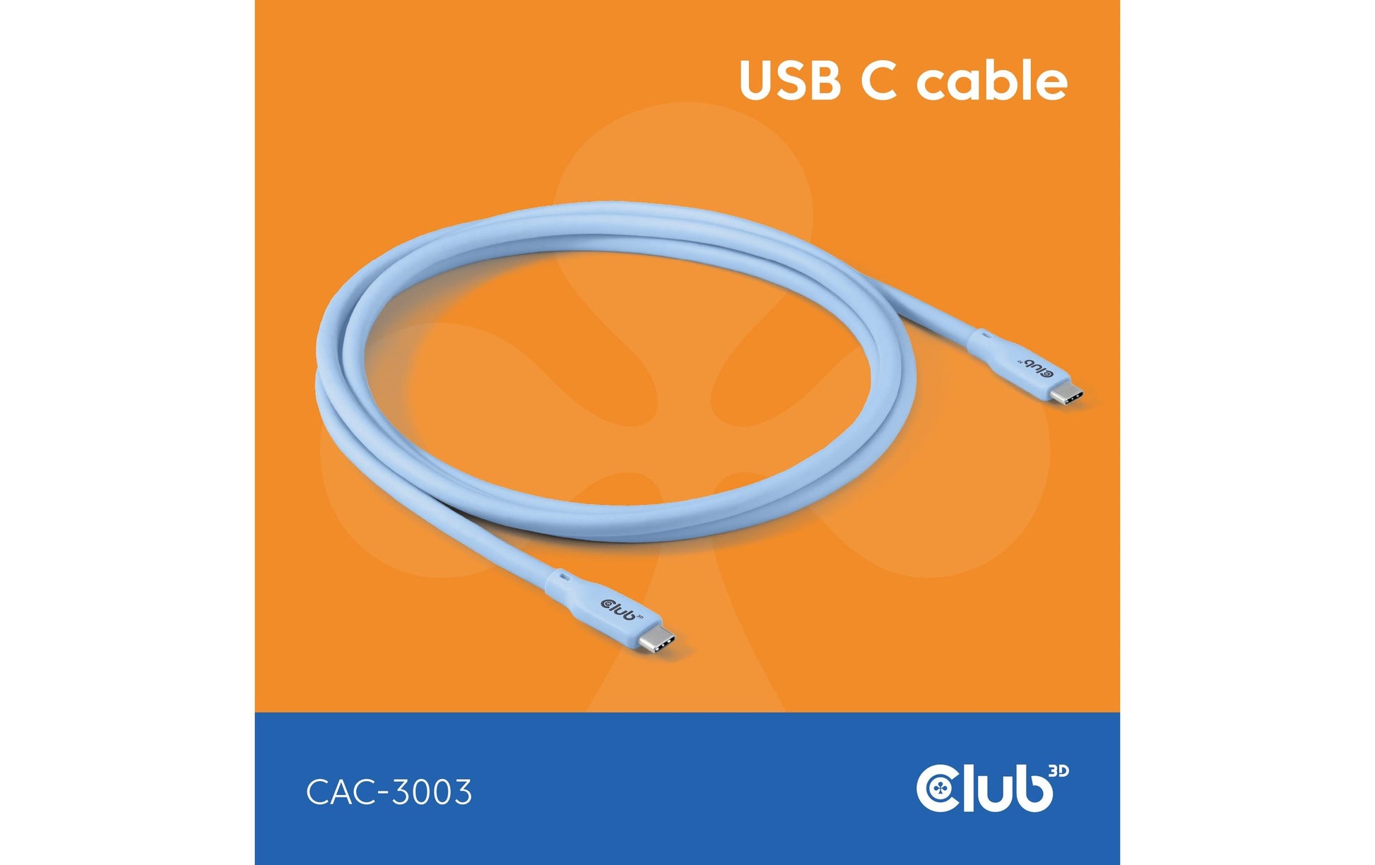 CLUB3D Club 3D – USB-C auf USB-C Kabel – USB4 40 Gbit/s – 2 m – PD 240 W – 4K/60 – Silikon – Blau