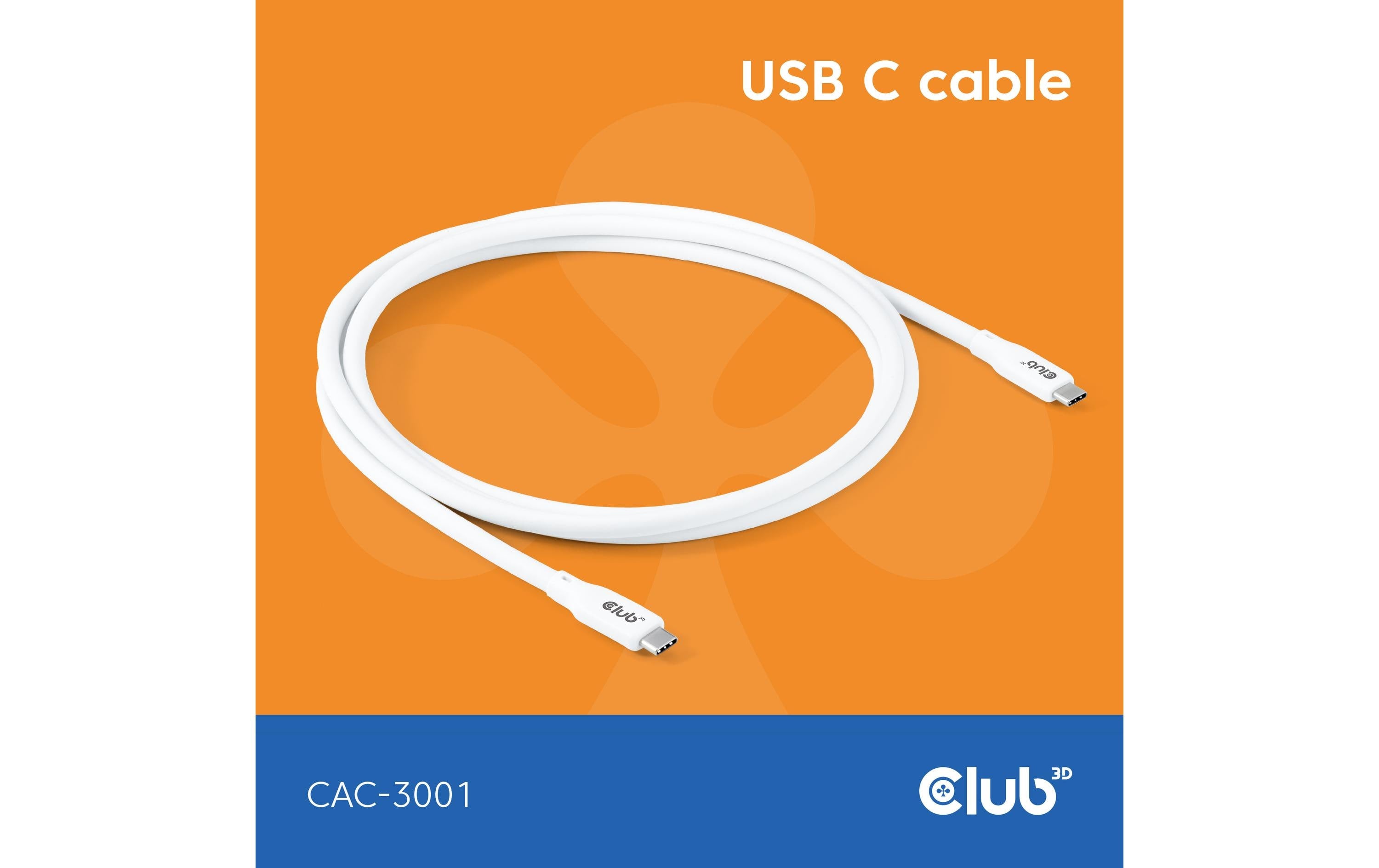 CLUB3D Club 3D – USB-C auf USB-C Kabel – USB4 40 Gbit/s – 2 m – PD 240 W – Silikon – Weiss