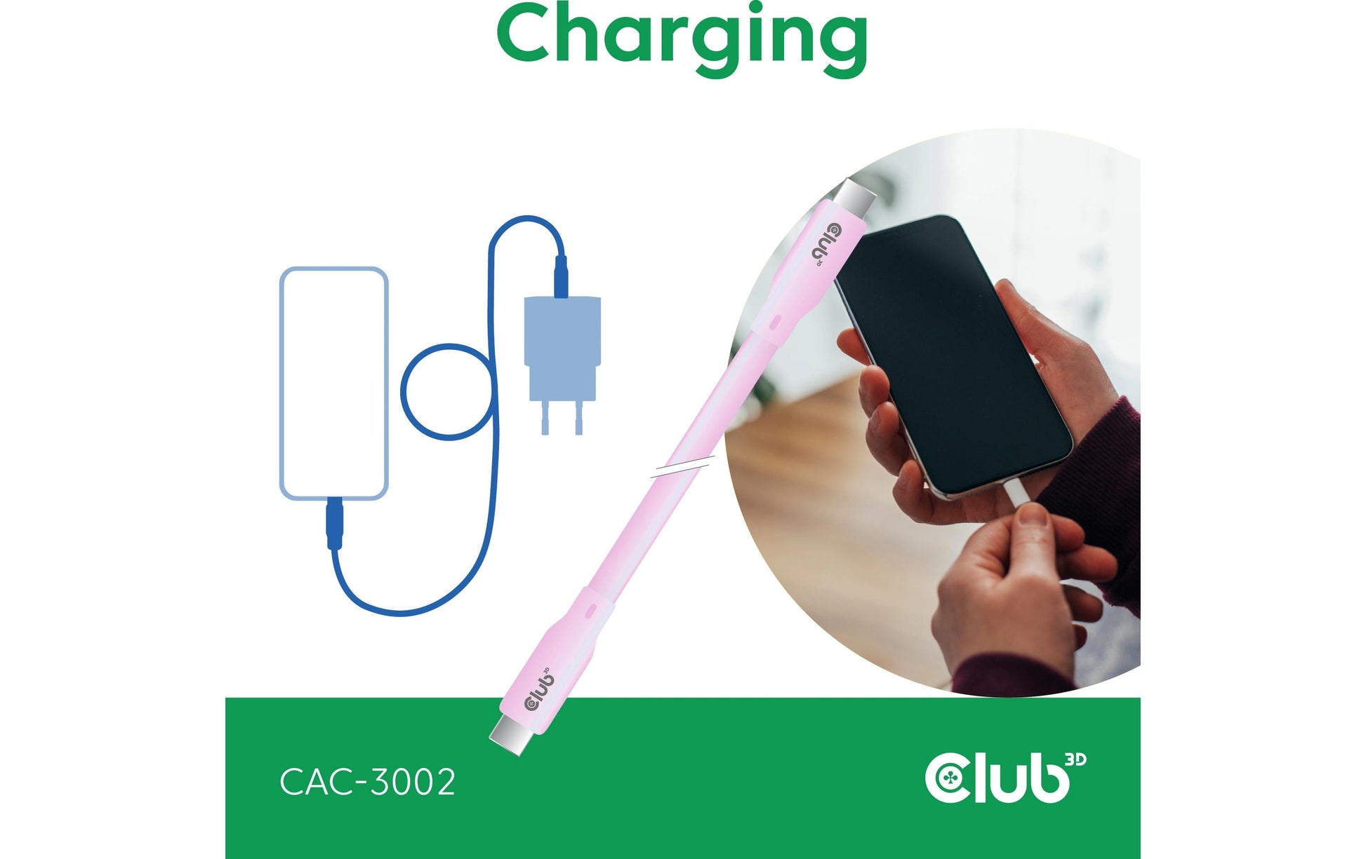 CLUB3D Club 3D – USB-C auf USB-C Kabel – USB4 40 Gbit/s – 2 m – PD 240 W – Silikon – Pink