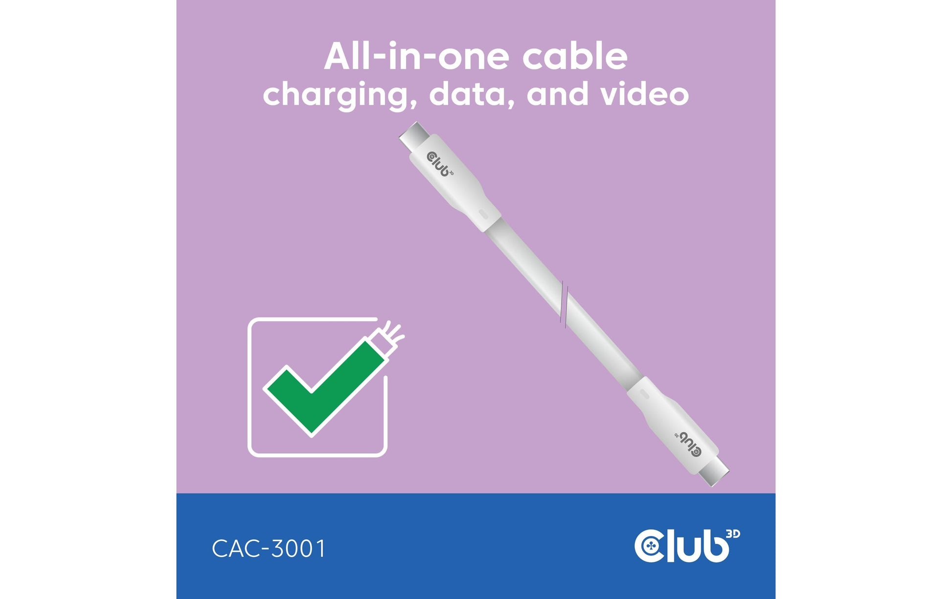 CLUB3D Club 3D – USB-C auf USB-C Kabel – USB4 40 Gbit/s – 2 m – PD 240 W – Silikon – Weiss