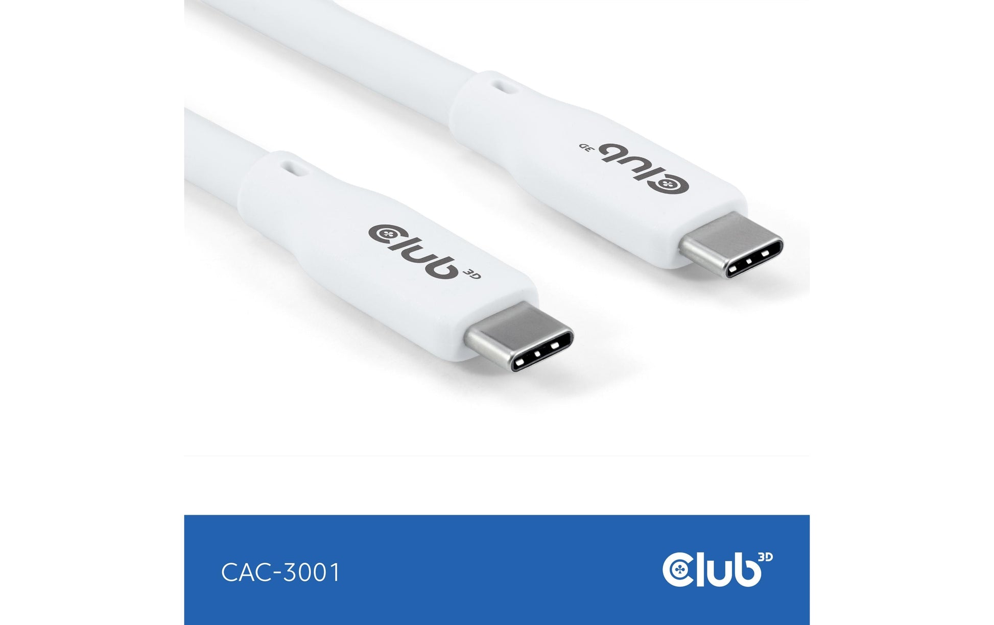 CLUB3D Club 3D – USB-C auf USB-C Kabel – USB4 40 Gbit/s – 2 m – PD 240 W – Silikon – Weiss