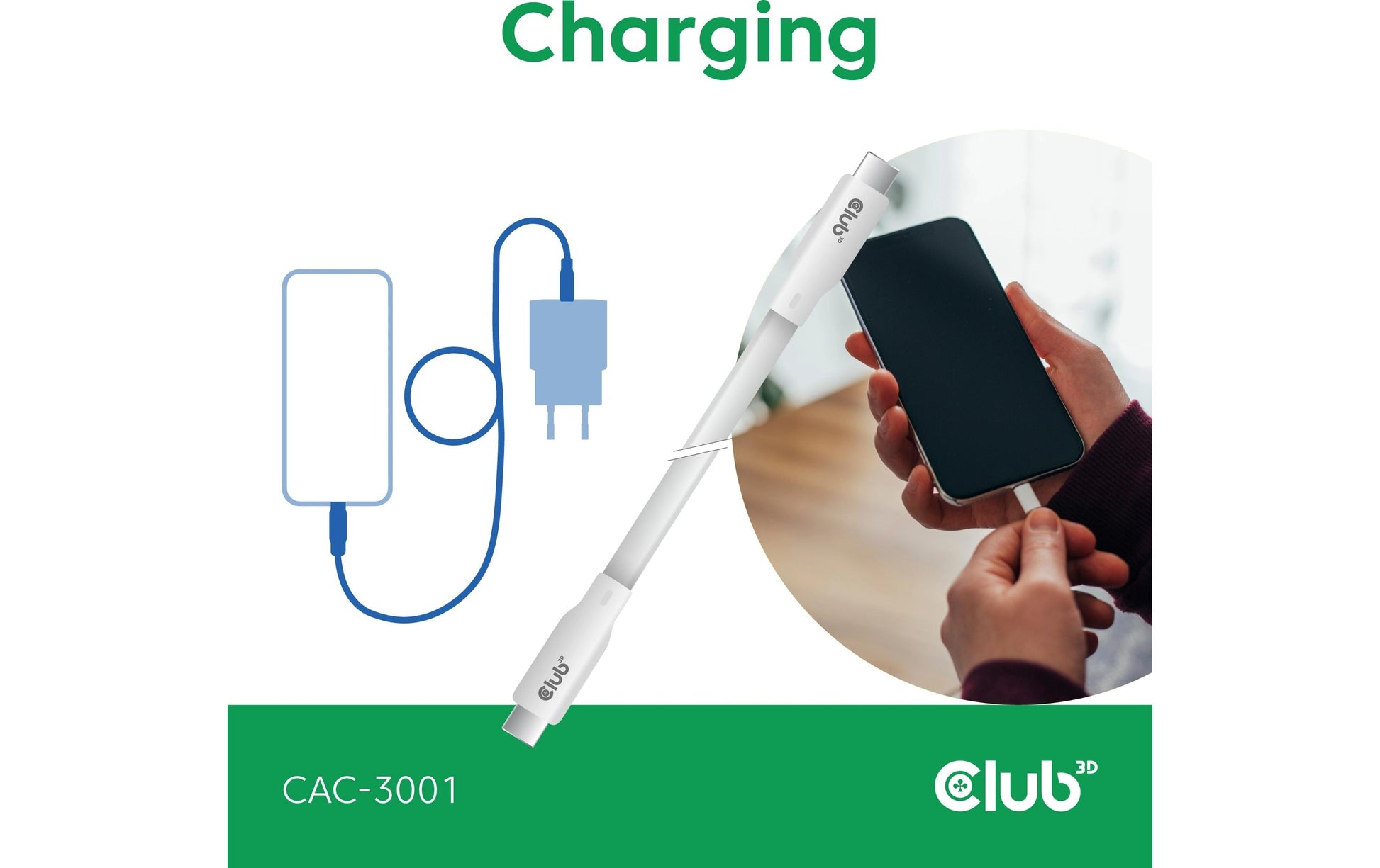 CLUB3D Club 3D – USB-C auf USB-C Kabel – USB4 40 Gbit/s – 2 m – PD 240 W – Silikon – Weiss