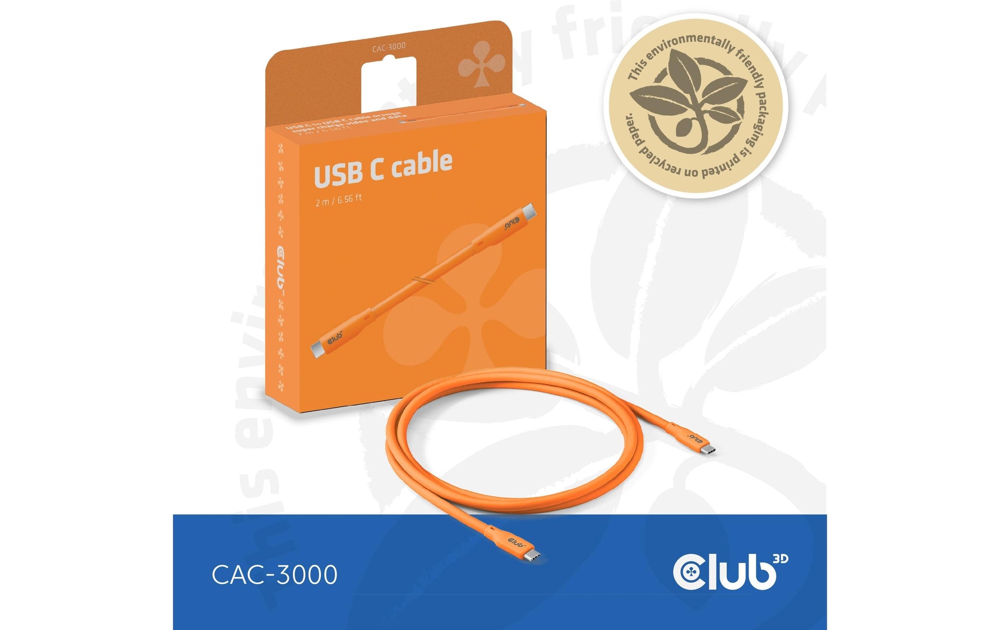 CLUB3D Club 3D – USB-Kabel, USB-C zu USB-C, 2 m, USB4, Lade-/Datenkabel