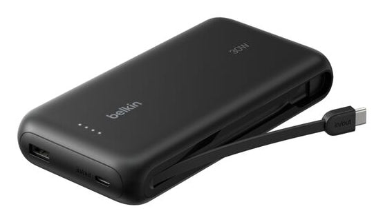 Belkin Powerbank 20000 mAh, PD 30 W, mit integriertem USB-C-Kabel