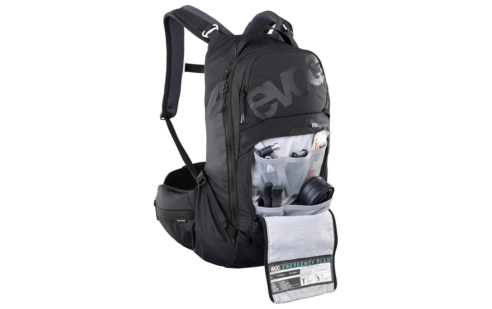 EVOC Sportrucksack Trail Pro – 16 l, mit Regenabdeckung – Schwarz
