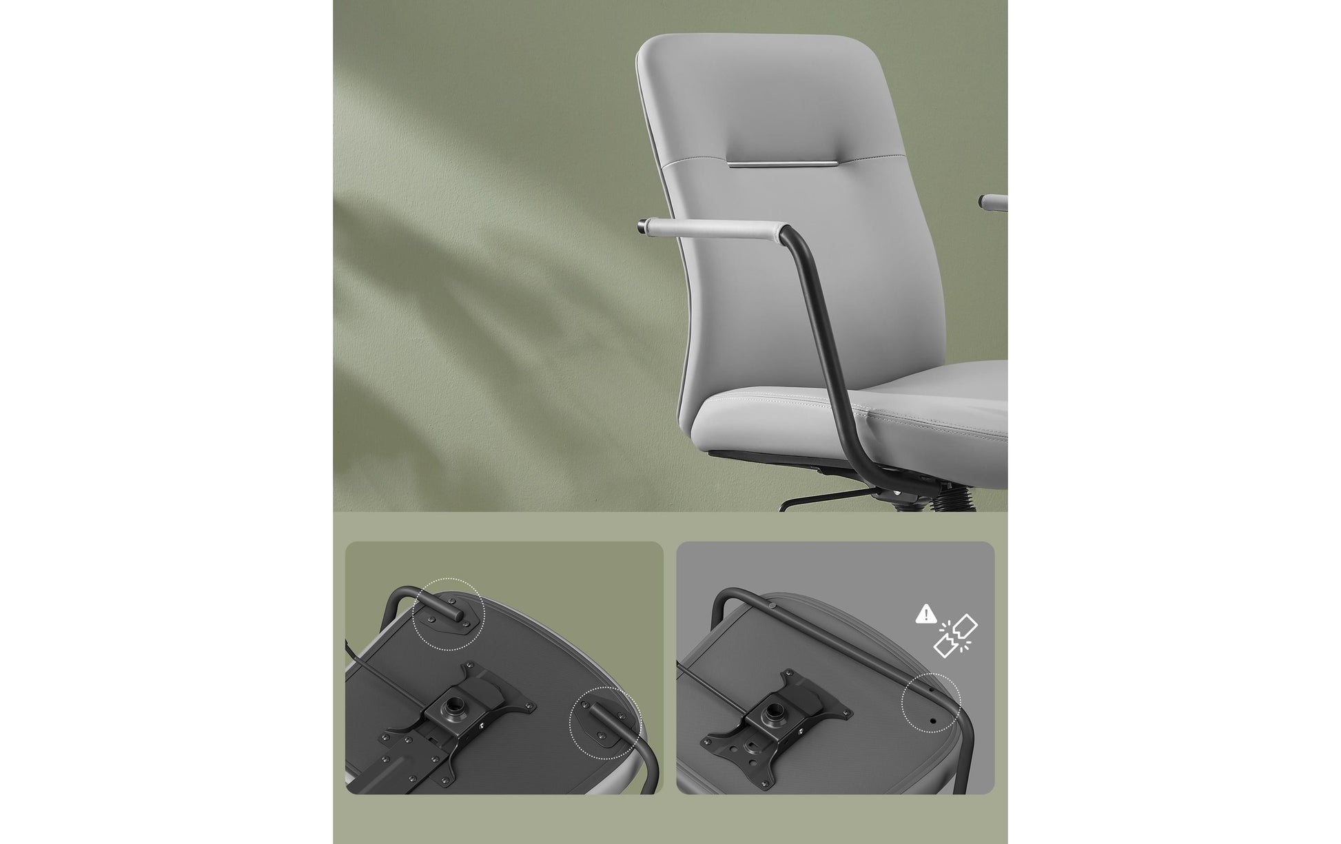 Songmics Bürostuhl – 150 kg, PU-Leder Bezug, Grau