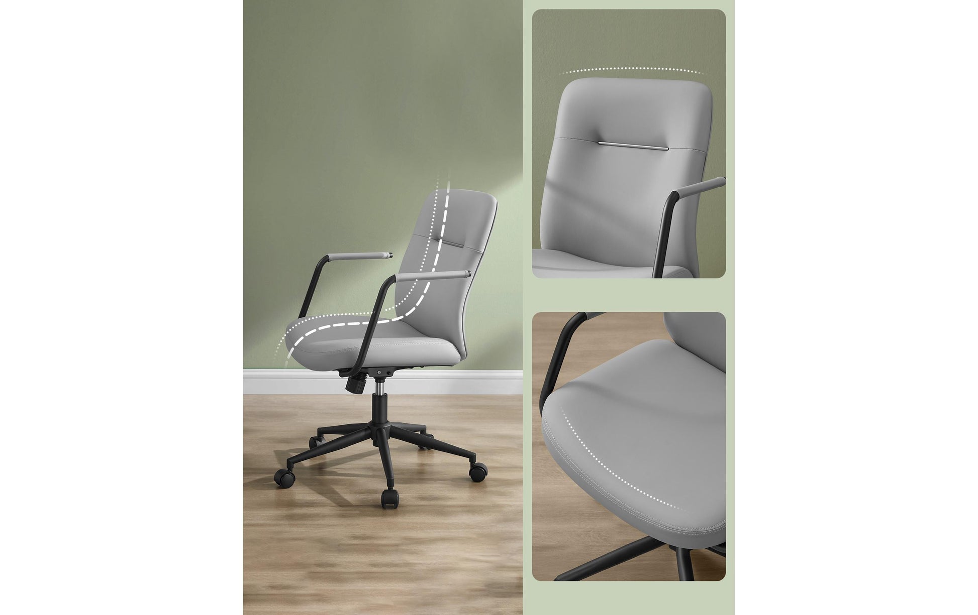 Songmics Bürostuhl – 150 kg, PU-Leder Bezug, Grau