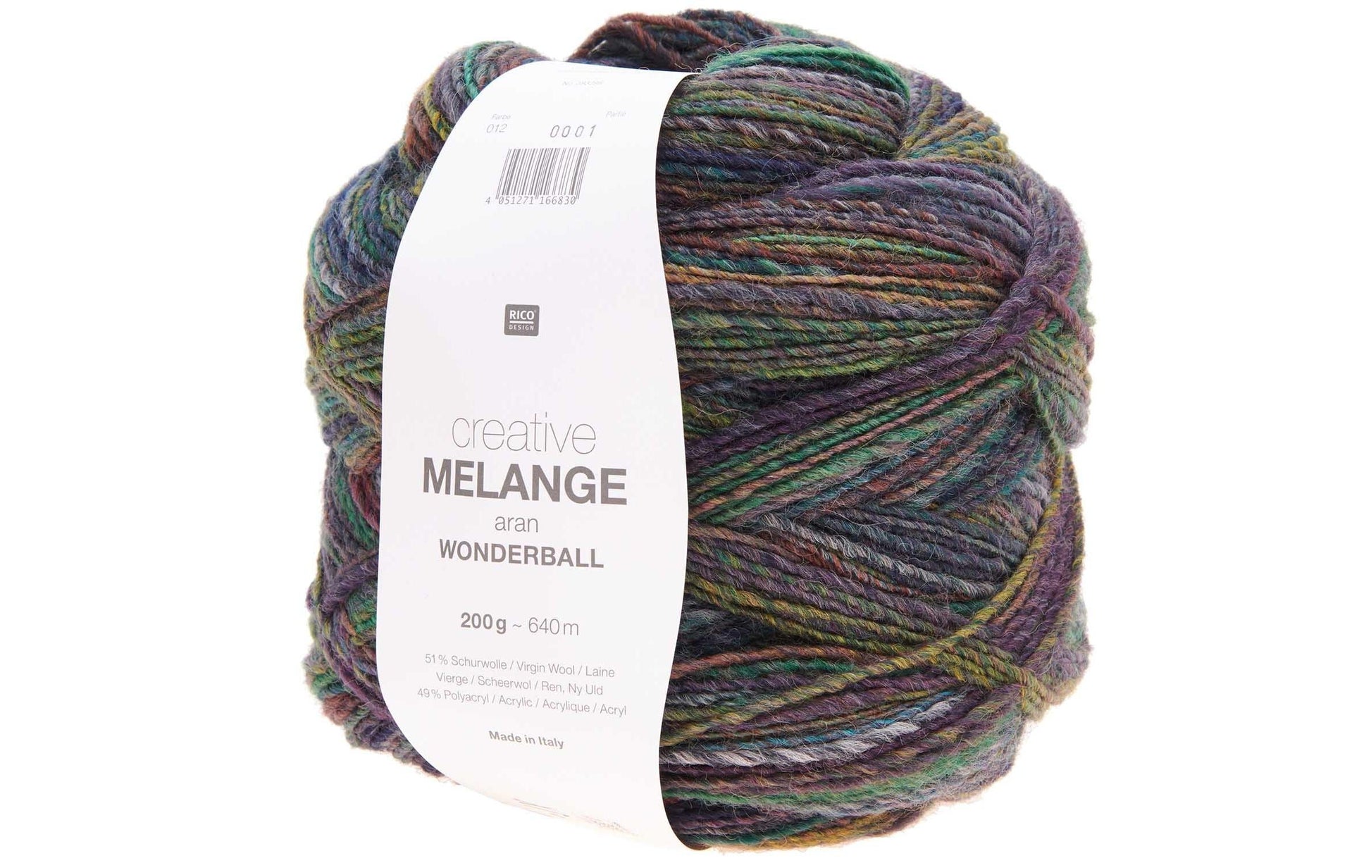 Rico Design Melange Wolle Blau – 200 g, 640 m, 51% Schurwolle/49% Polyacryl, Nadel 5 mm