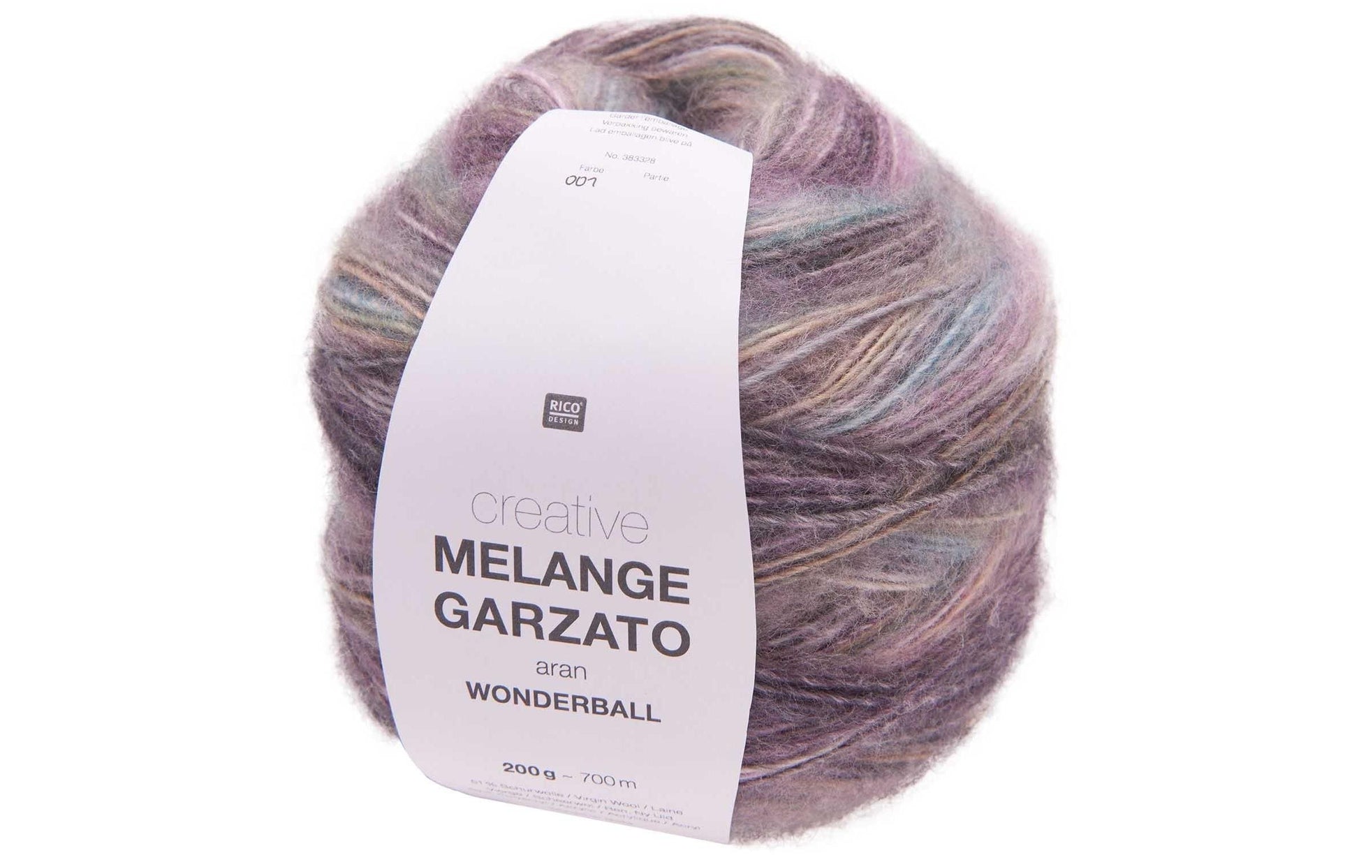 Rico Design Melange Garzato Wolle Flieder – Aran, 200 g, 700 m, Nadel 5 mm, 51% Schurwolle/49% Polyacryl, 1 Stk.
