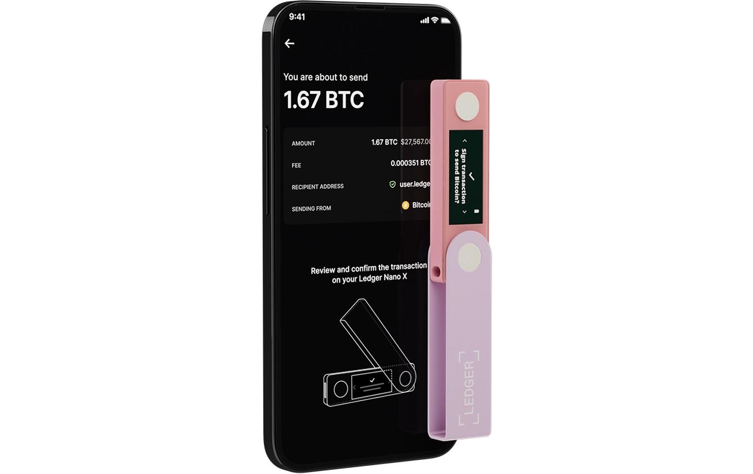 Ledger Nano X Allgemeines Speichergerät – Bluetooth, Pink, für Windows